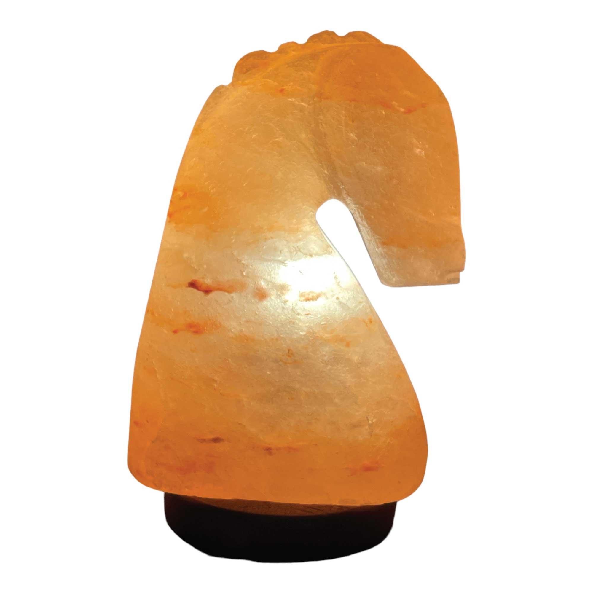 12V 12W Horse Himalayan Pink Salt Lamp Carved Knight Rock Crystal Light Bulb On/Off - Harrogates