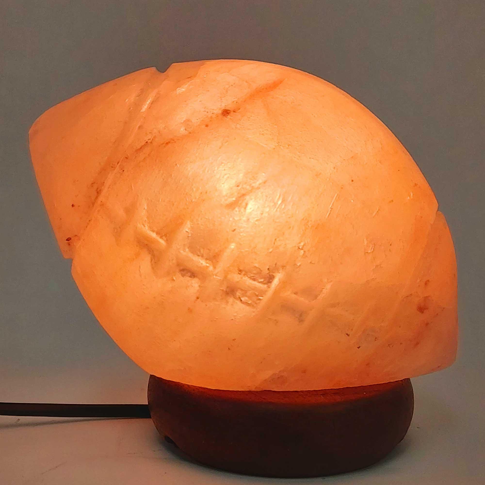 12V 12W Rugby Himalayan Pink Salt Lamp Carved Footy Rock Crystal Light Bulb On/Off - Harrogates