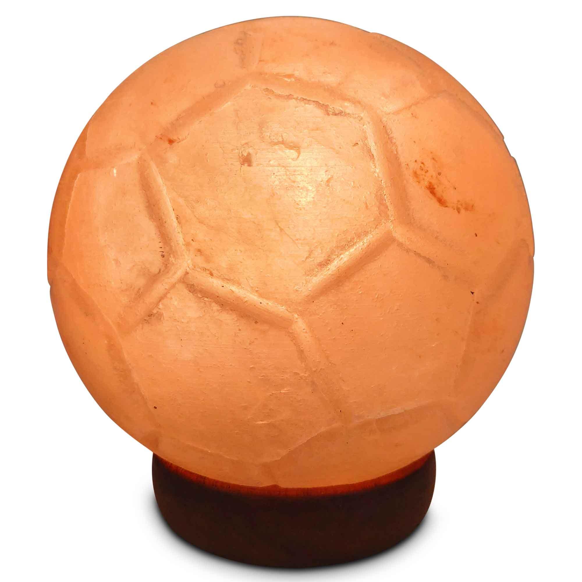 12V 12W Soccer Himalayan Pink Salt Lamp Carved Ball Rock Crystal Light Bulb On/Off - Harrogates