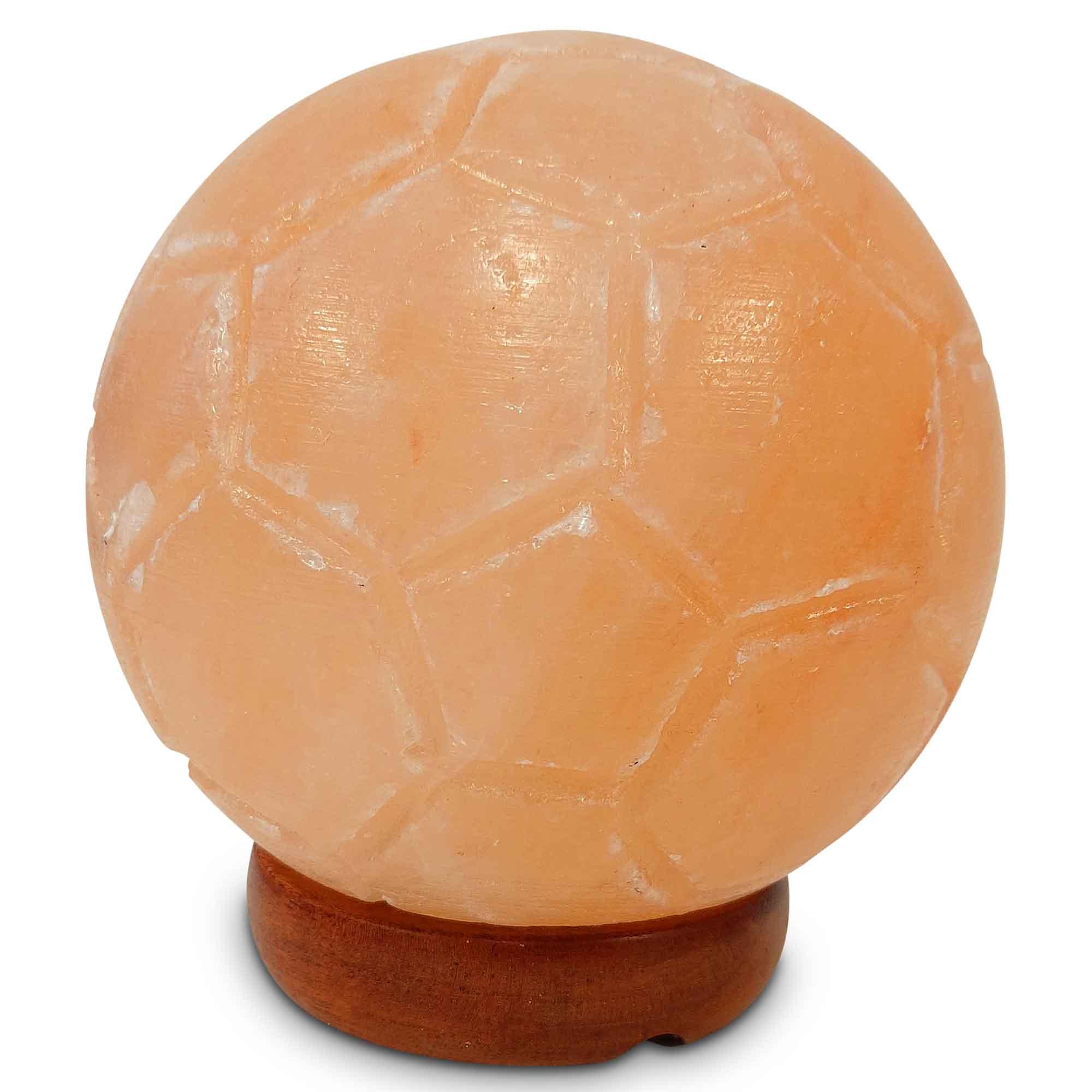 12V 12W Soccer Himalayan Pink Salt Lamp Carved Ball Rock Crystal Light Bulb On/Off - Harrogates