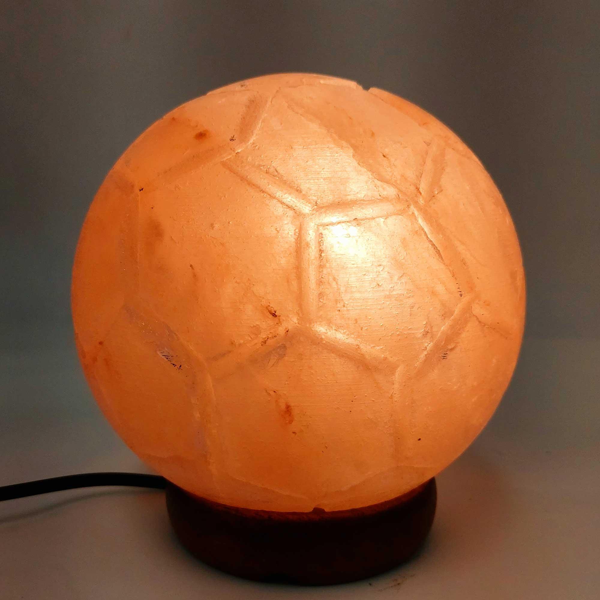 12V 12W Soccer Himalayan Pink Salt Lamp Carved Ball Rock Crystal Light Bulb On/Off - Harrogates