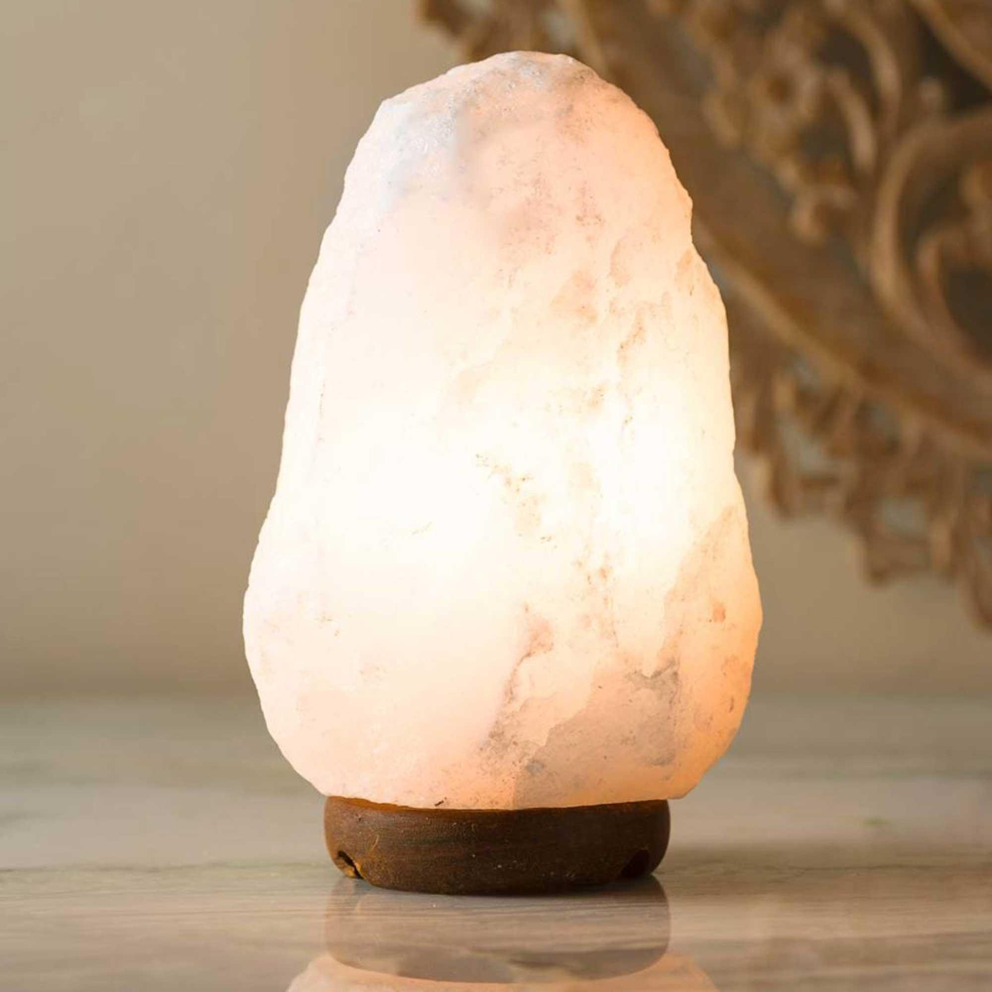 12V 12W 2-3Kg Himalayan White Salt Lamp Crystal Rock Natural Shape Unique Lamps - Harrogates