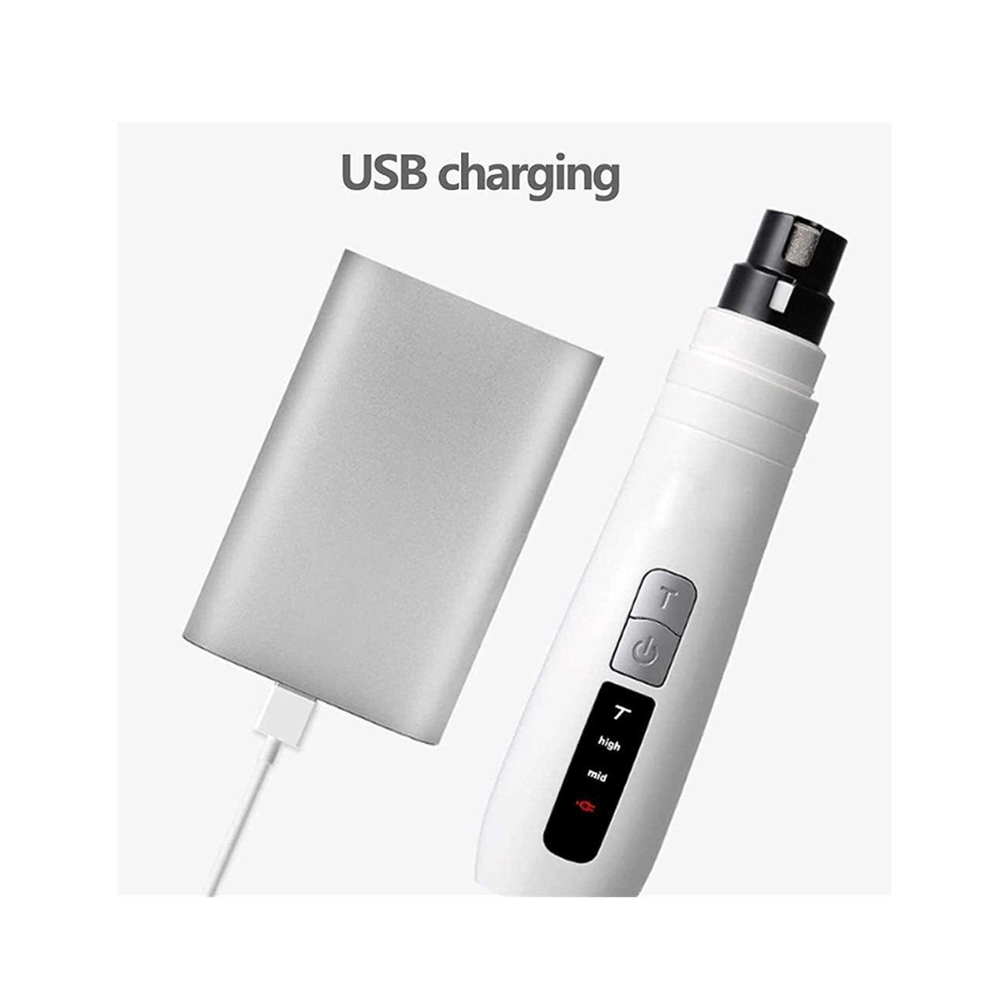 Pet Nail Grinder Dog Cat Electric Trimmer Turbo USB Rechargeable Claw Filer N9 - Harrogates