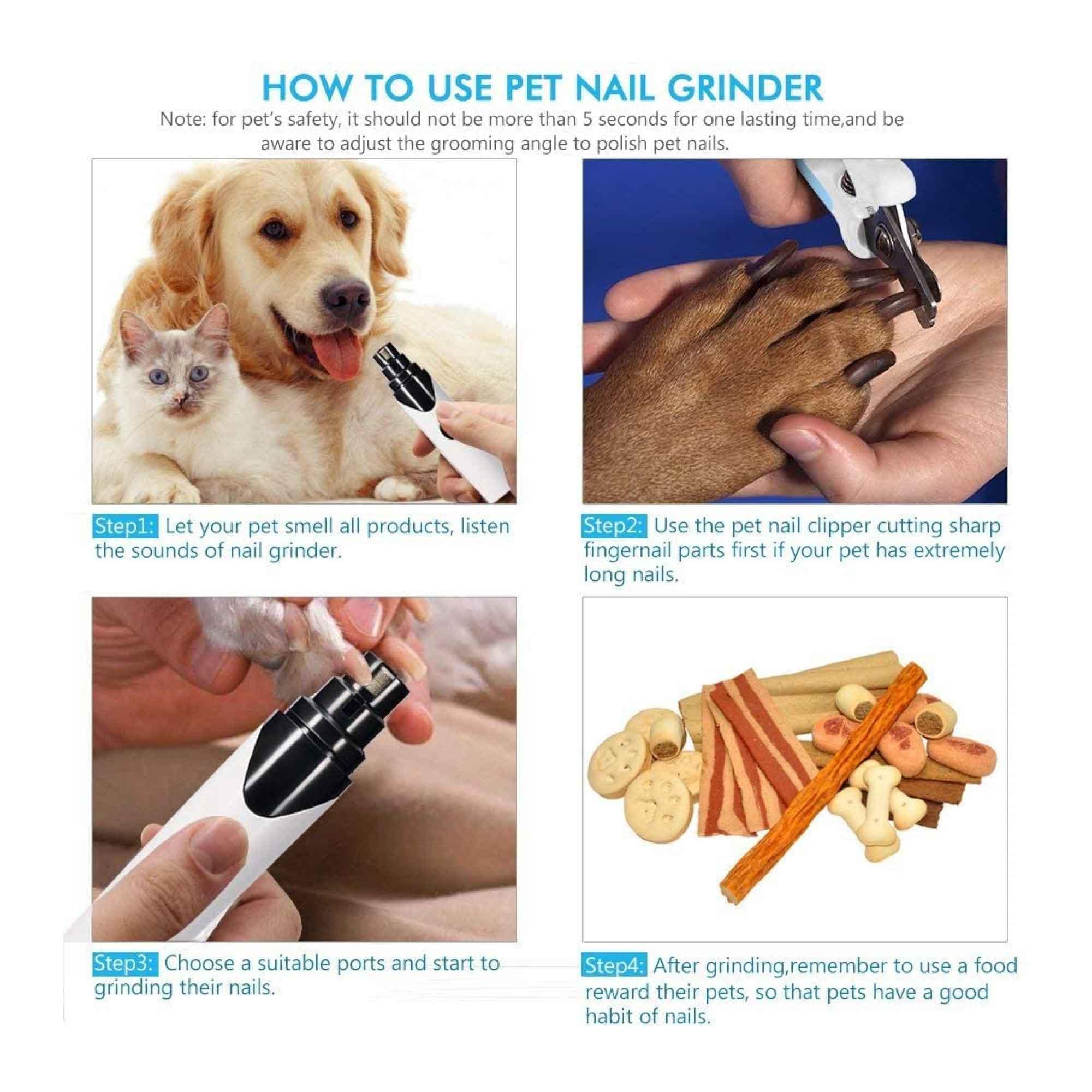 Pet Nail Grinder Dog Cat Electric Trimmer Rechargeable Clipper Claw Filer N8 - Harrogates
