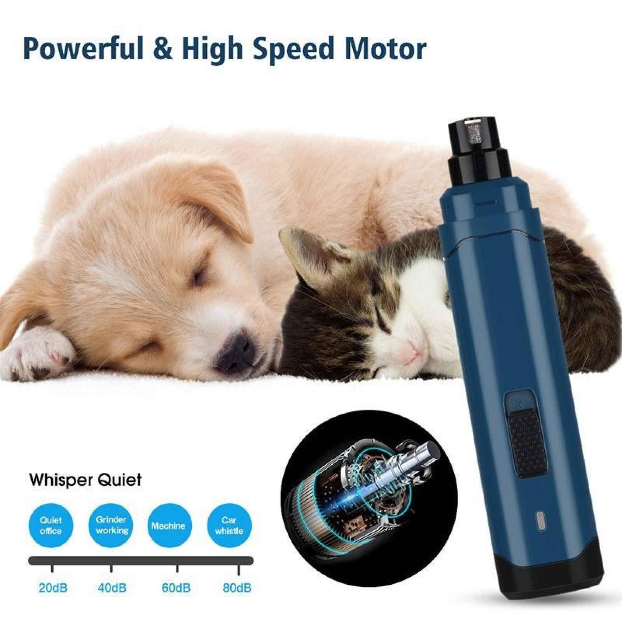 LED Light Pet Nail Grinder Dog Cat Electric Trimmer 2 Speed Rechargeable Filer - Harrogates