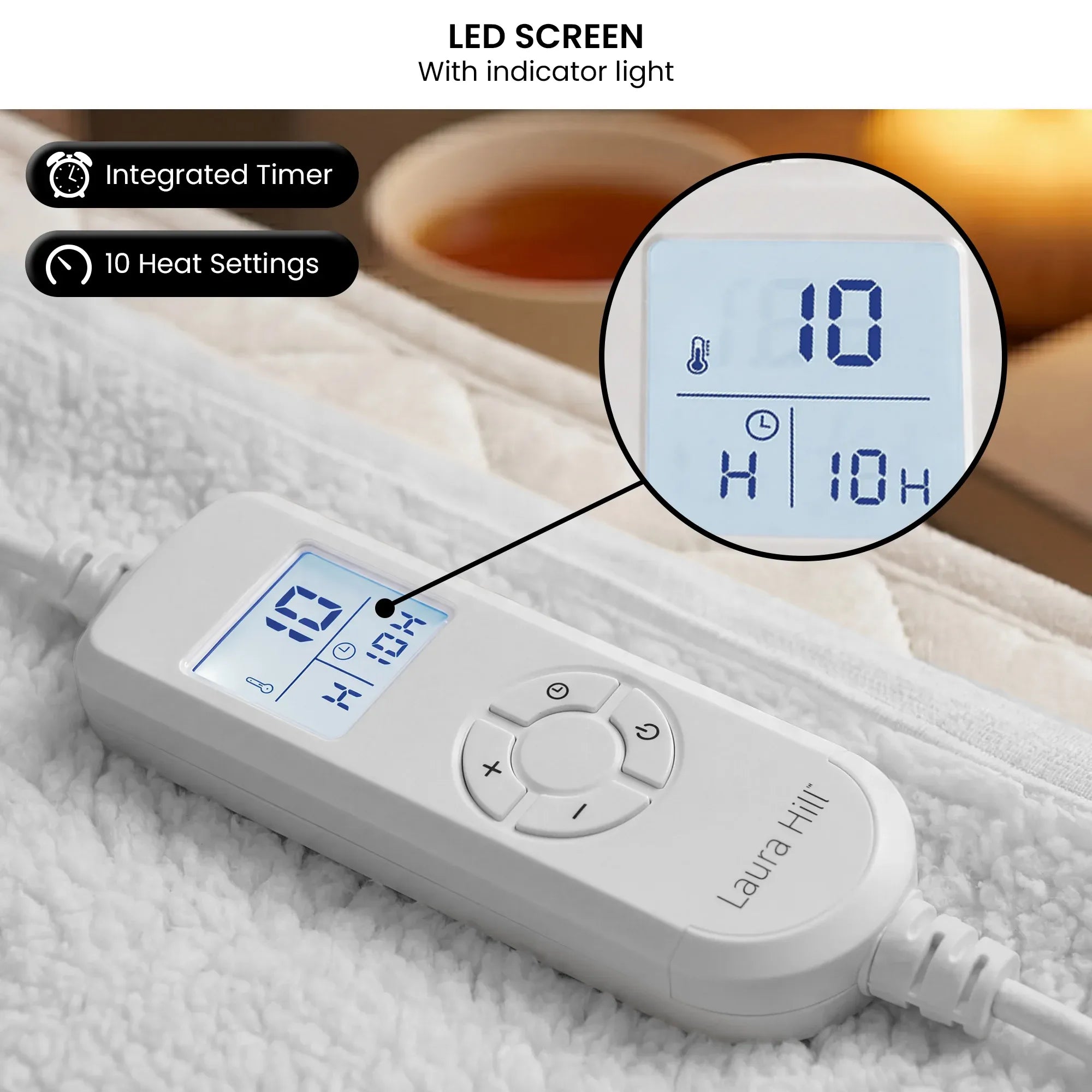 Laura Hill Electronic Fleecy Electric Blanket Heated Fitted Queen Size Bed Safety 9 Levels