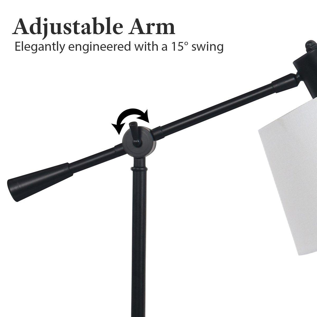 Sarantino Adjustable Metal Table Lamp In Black - Harrogates