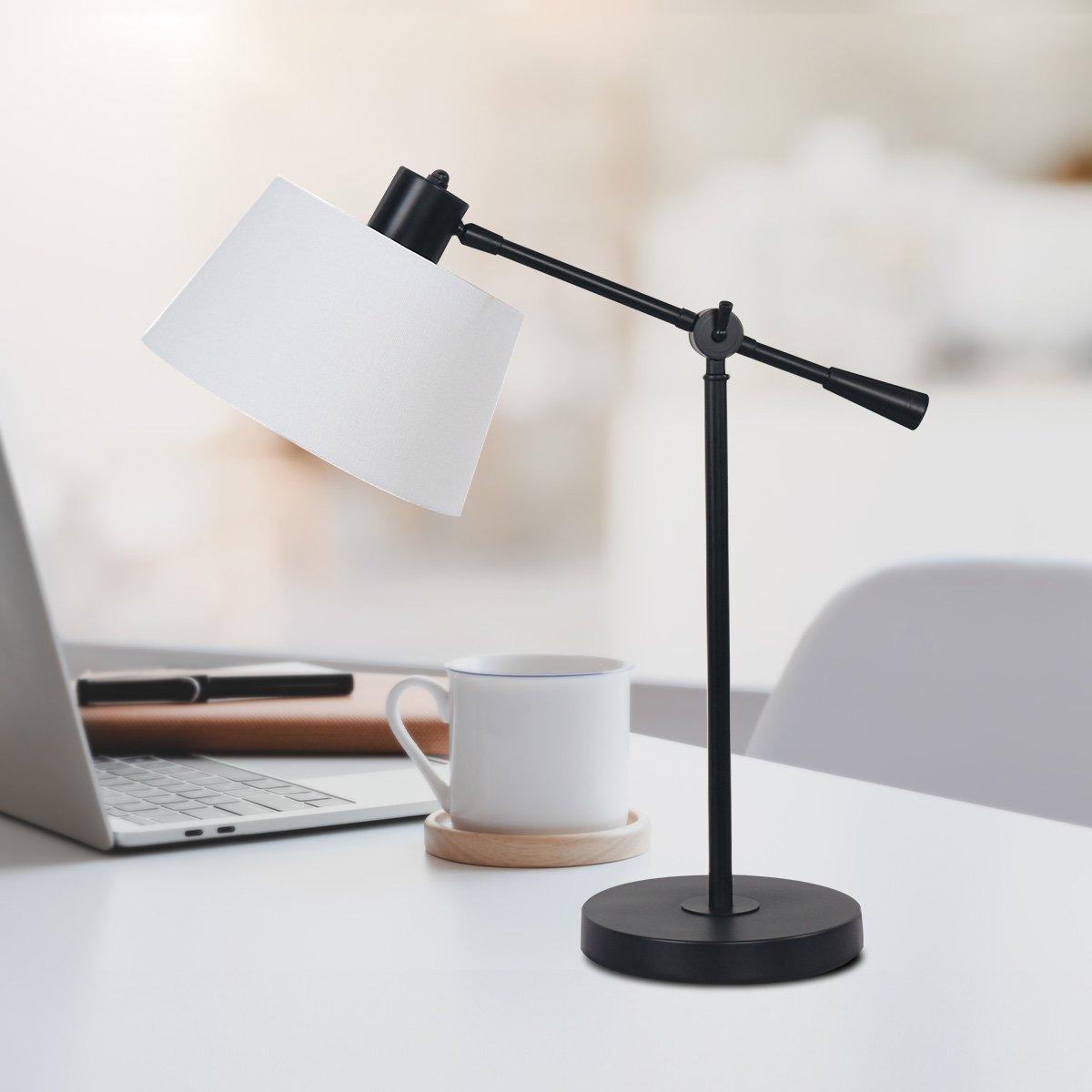 Sarantino Adjustable Metal Table Lamp In Black - Harrogates