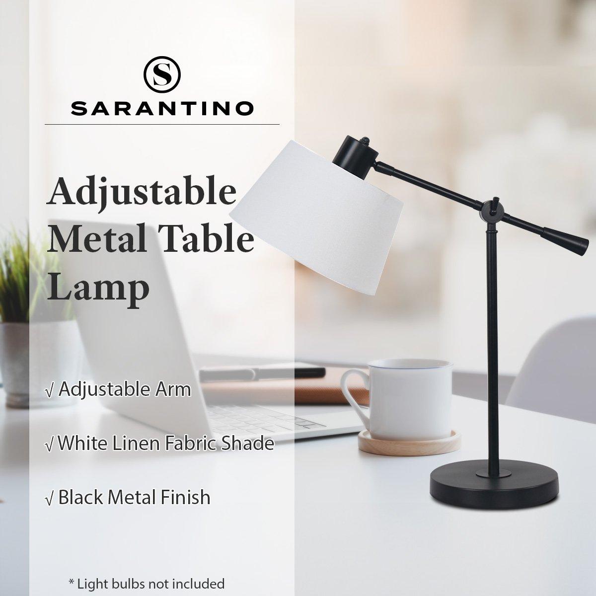 Sarantino Adjustable Metal Table Lamp In Black - Harrogates