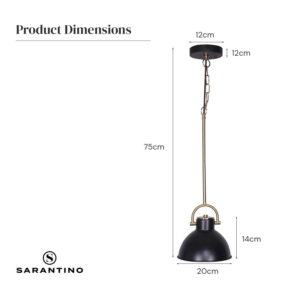 Sarantino Black and Gold Pendant Light - Harrogates