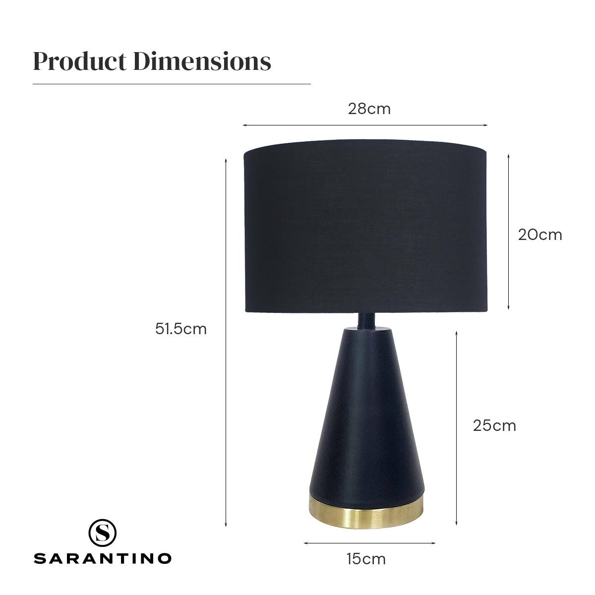 Sarantino Metal Table Lamp in Black and Gold - Harrogates