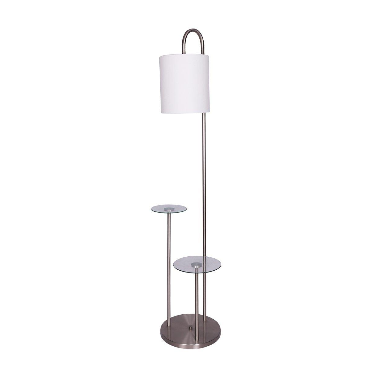 Sarantino Metal Floor Lamp with Glass Shelves - Harrogates