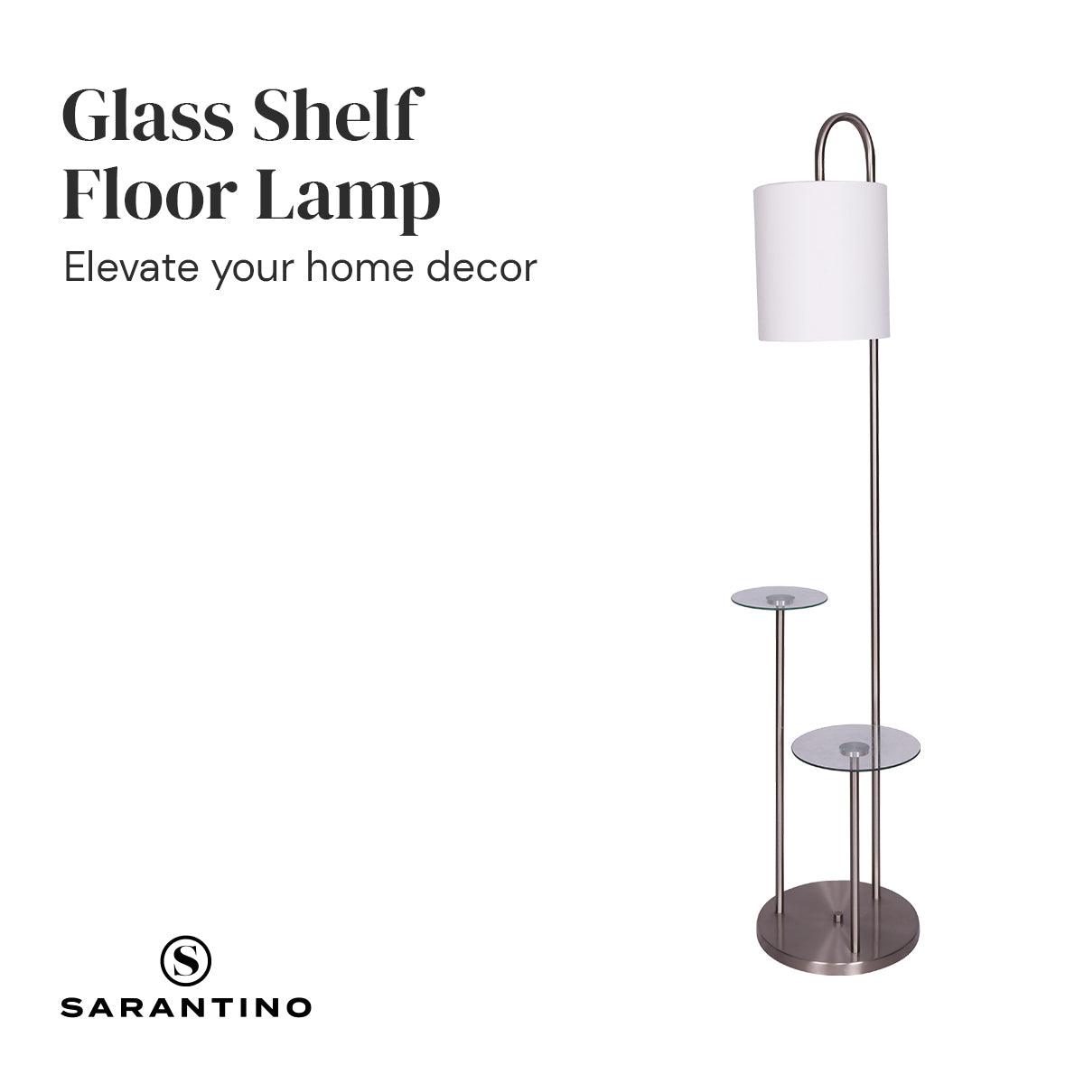 Sarantino Metal Floor Lamp with Glass Shelves - Harrogates