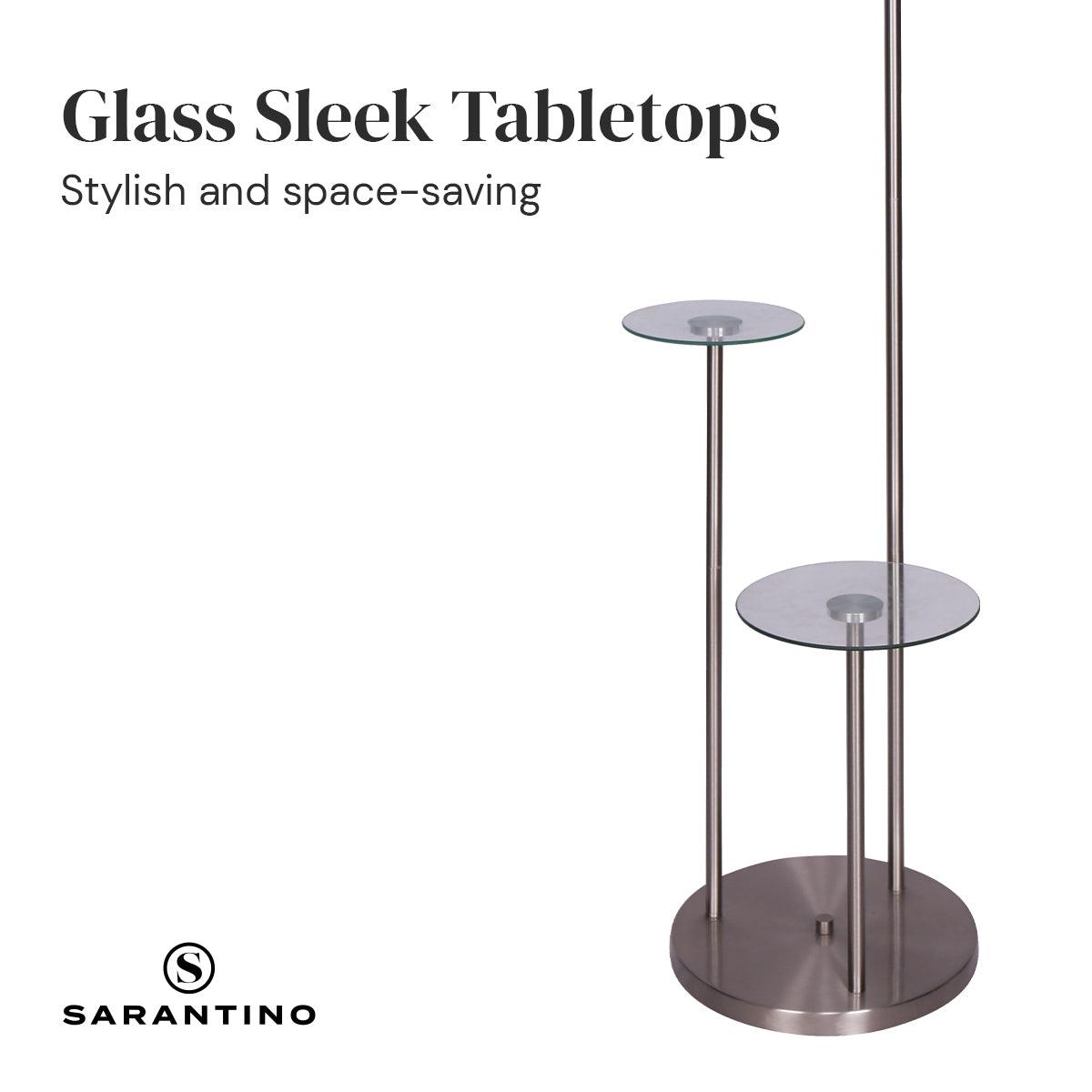 Sarantino Metal Floor Lamp with Glass Shelves - Harrogates