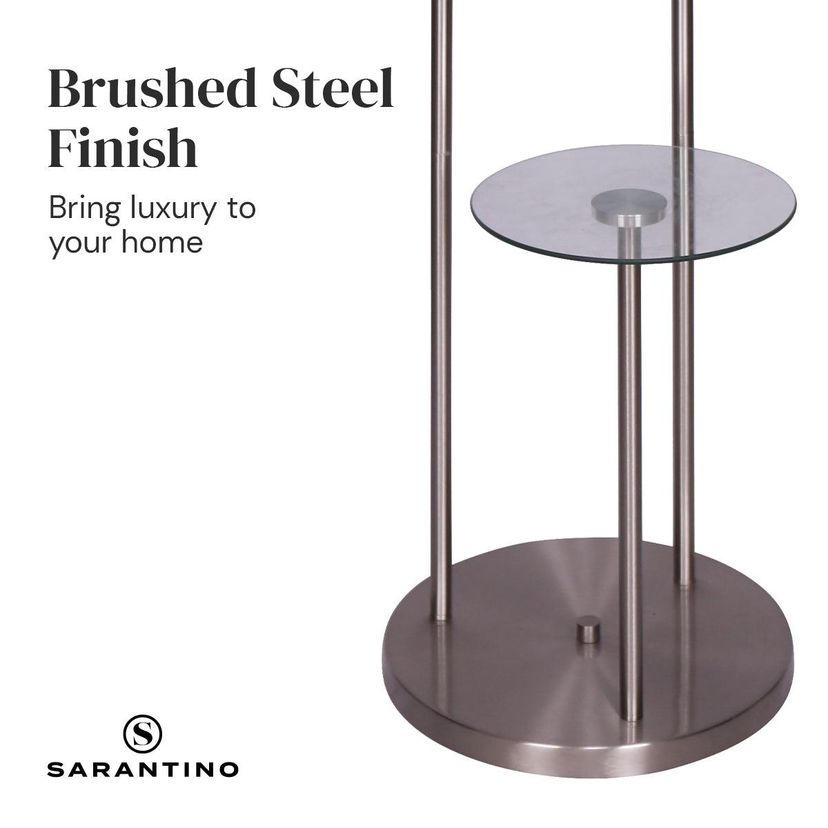 Sarantino Metal Floor Lamp with Glass Shelves - Harrogates