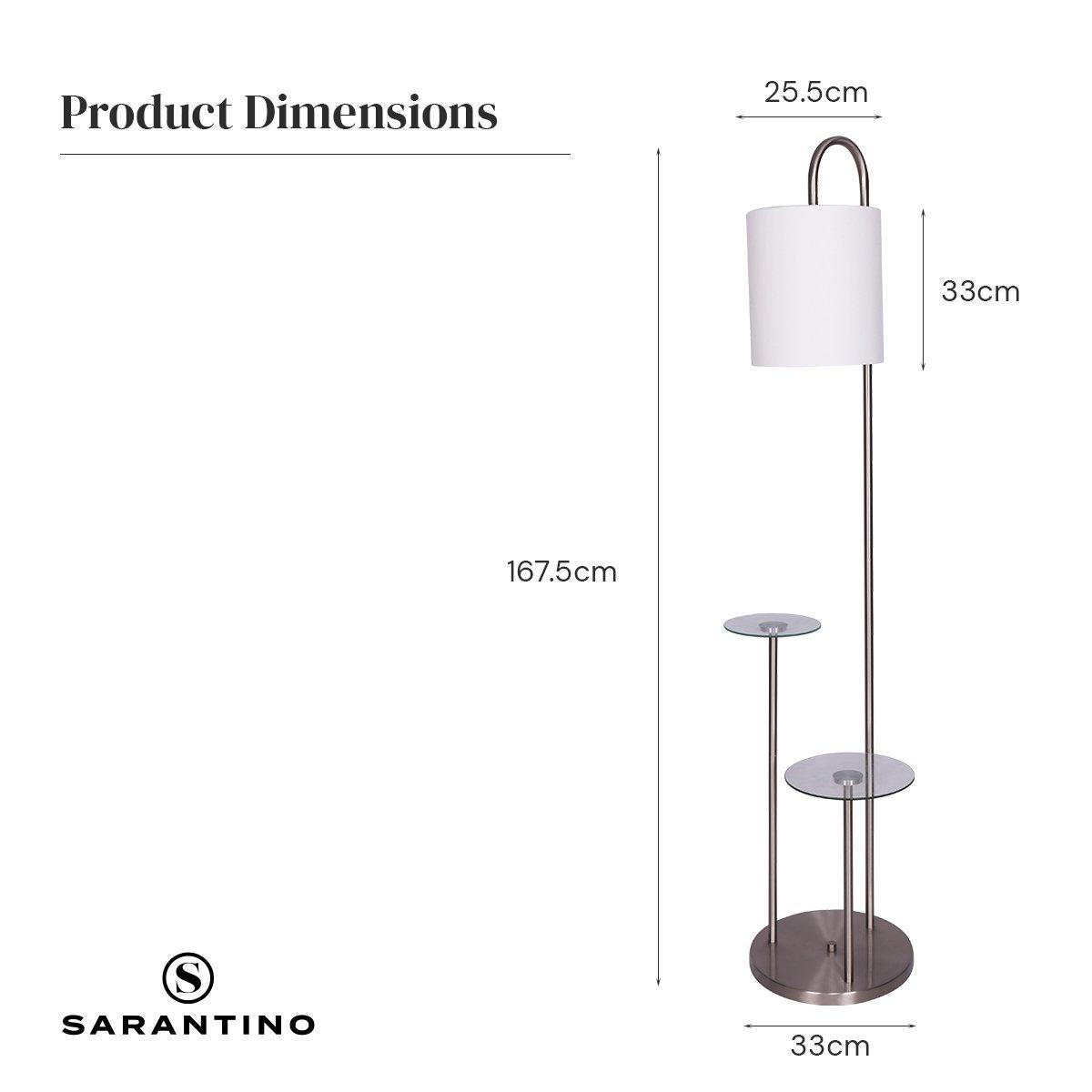 Sarantino Metal Floor Lamp with Glass Shelves - Harrogates