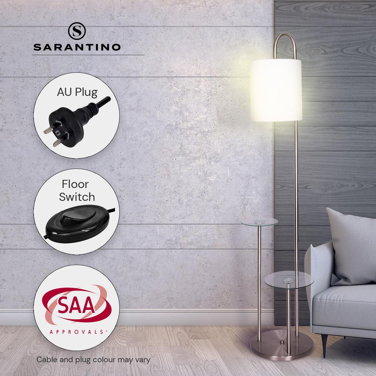 Sarantino Metal Floor Lamp with Glass Shelves - Harrogates