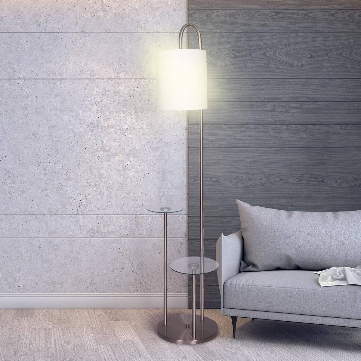 Sarantino Metal Floor Lamp with Glass Shelves - Harrogates