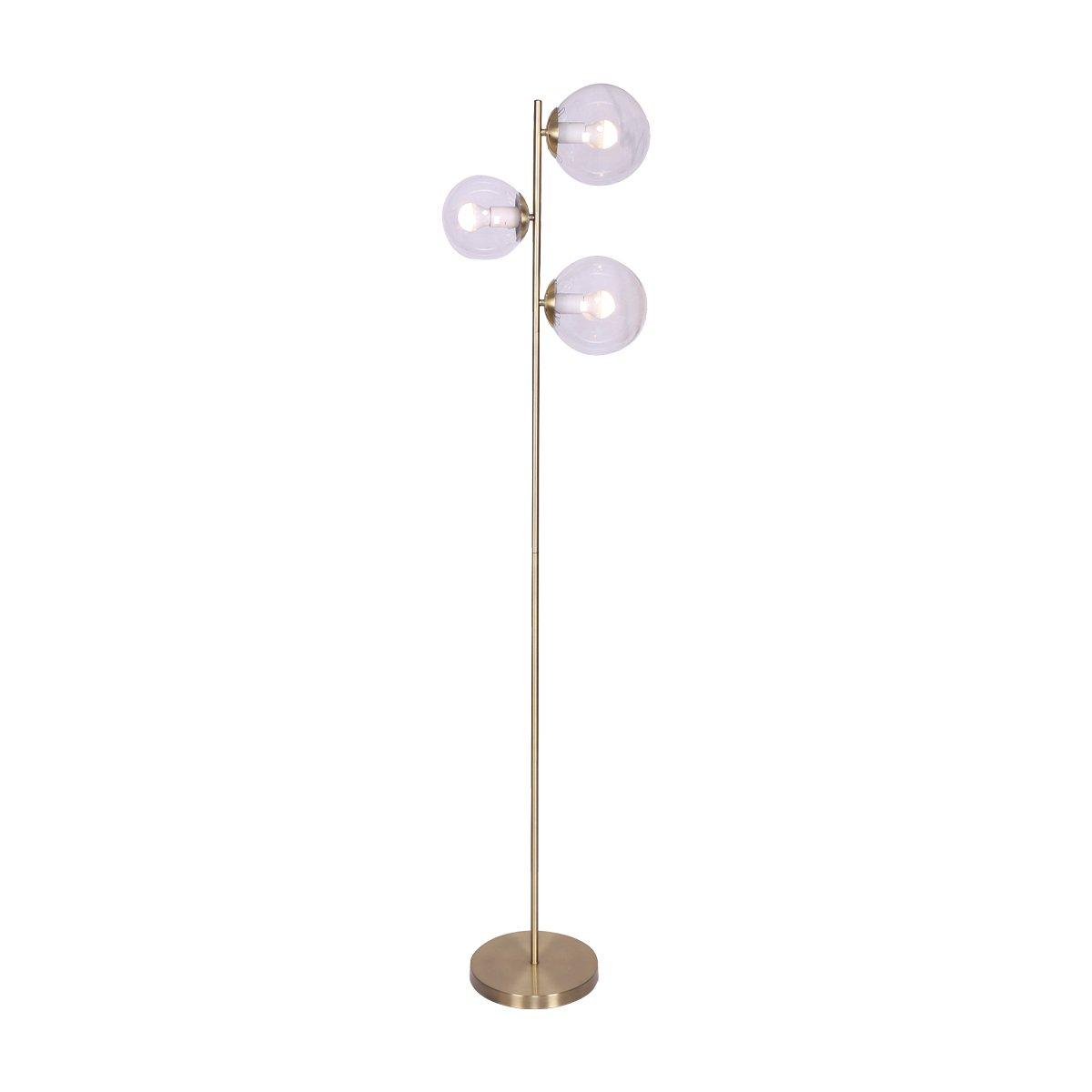 Sarantino 3-Light Gold Metal Floor Lamp with Glass Shades - Harrogates