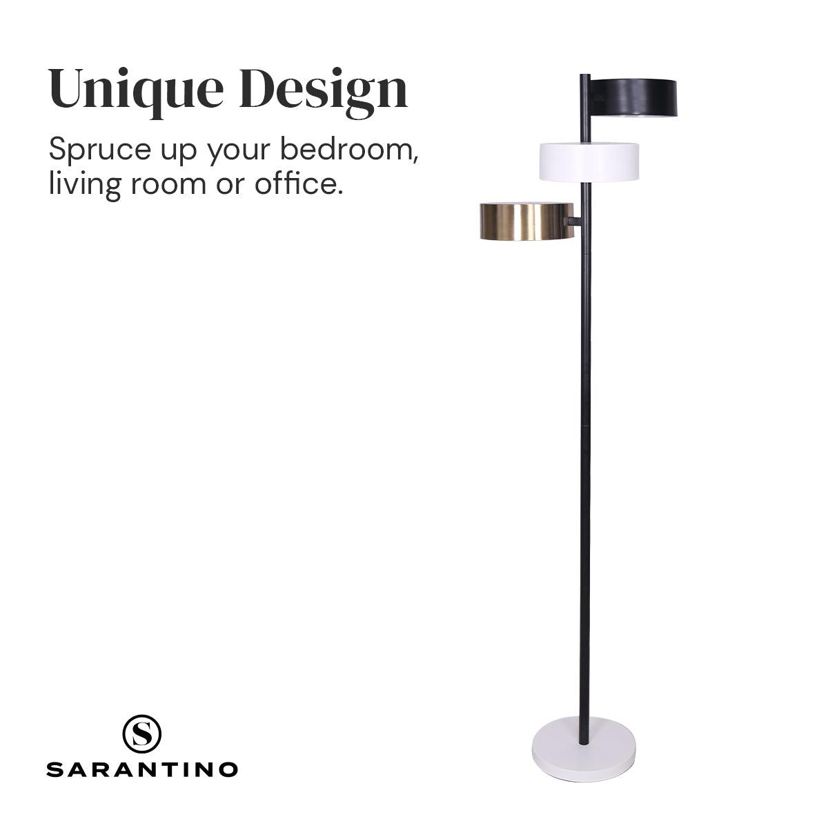 Sarantino Metal Floor Lamp with 3 Swirl Shades - Harrogates