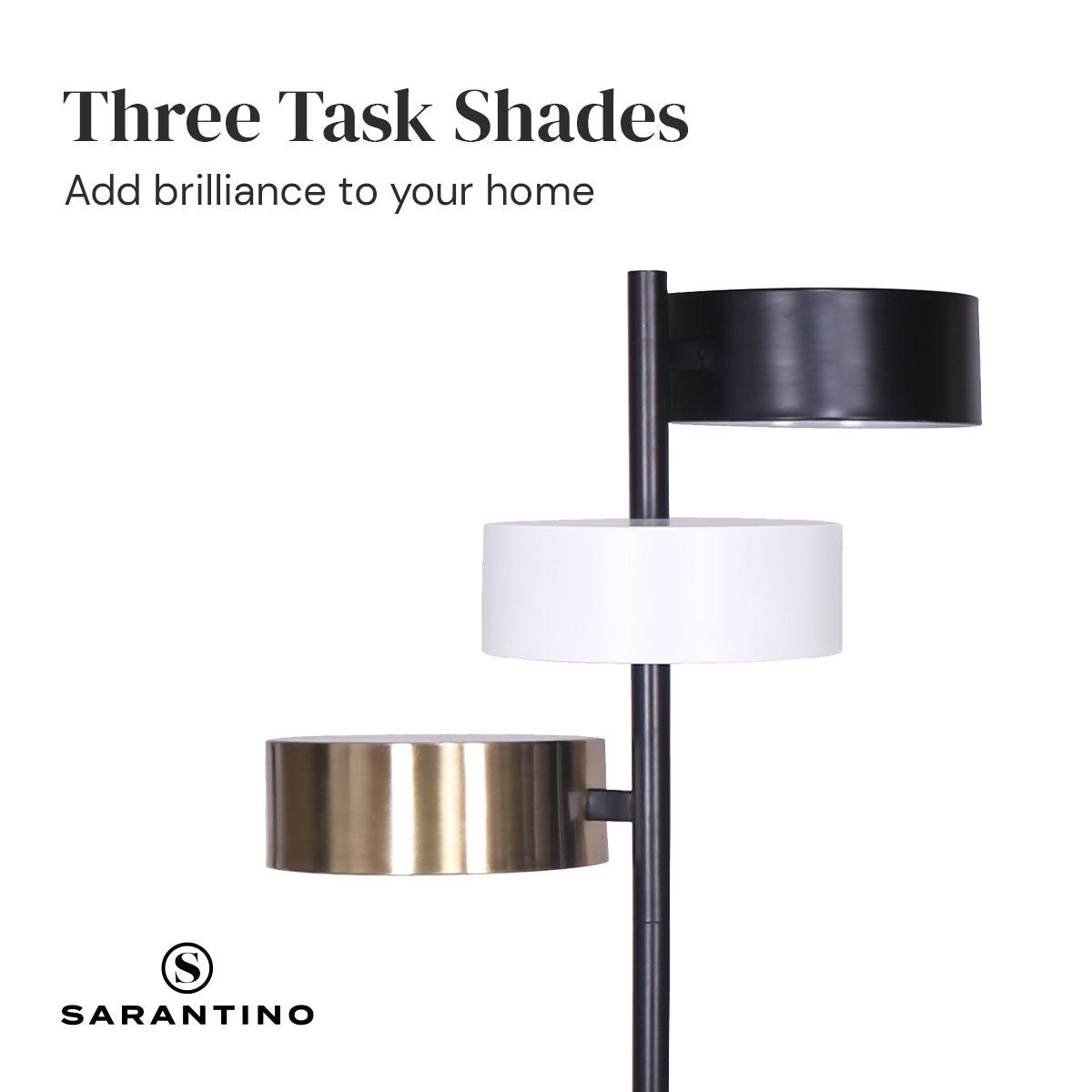 Sarantino Metal Floor Lamp with 3 Swirl Shades - Harrogates