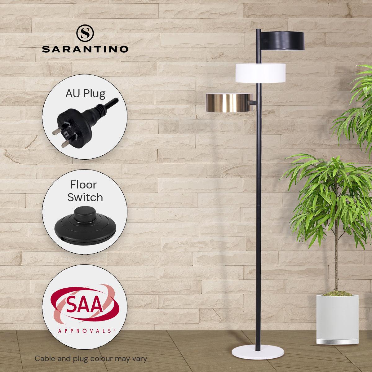 Sarantino Metal Floor Lamp with 3 Swirl Shades - Harrogates