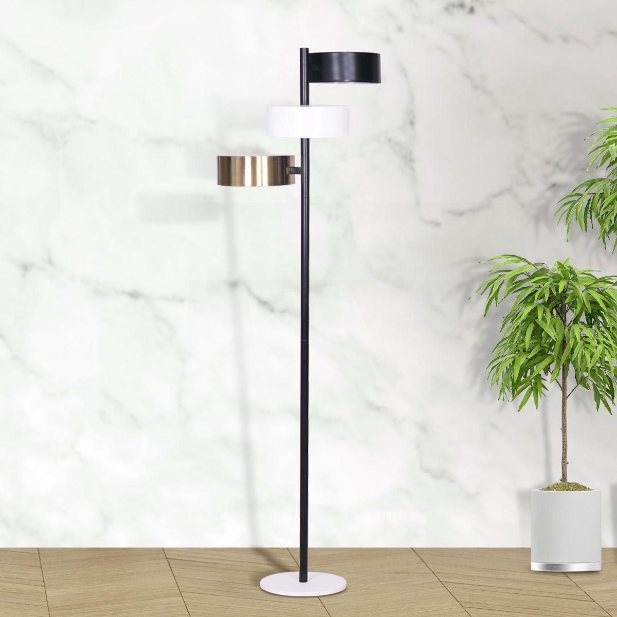 Sarantino Metal Floor Lamp with 3 Swirl Shades - Harrogates
