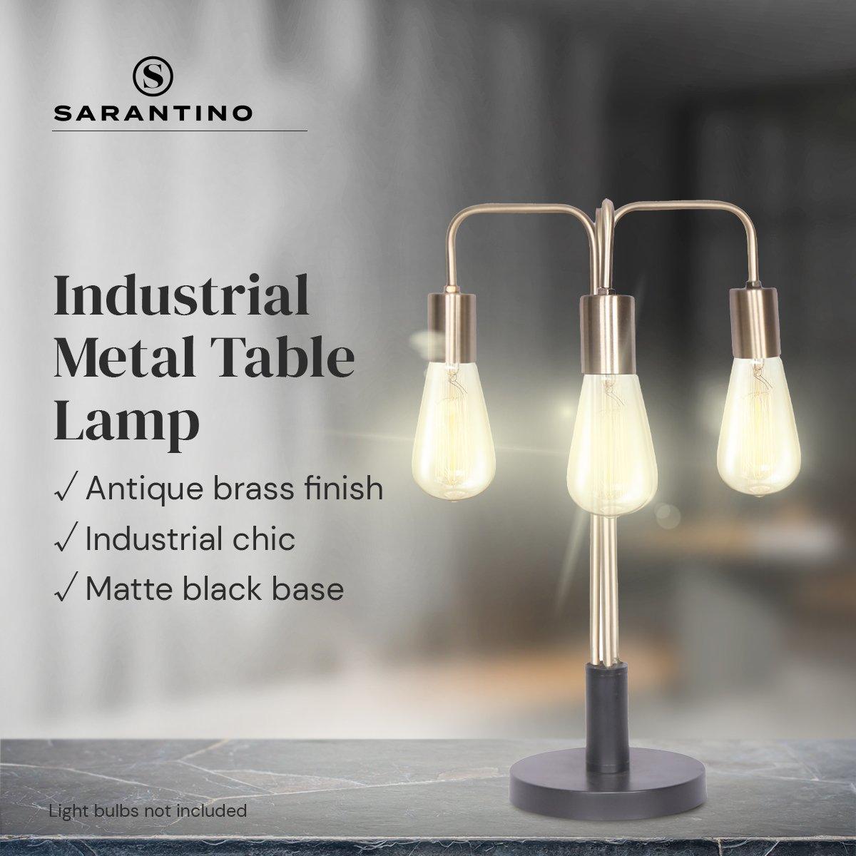 Sarantino Exposed Bulb Industrial Table Lamp - Harrogates