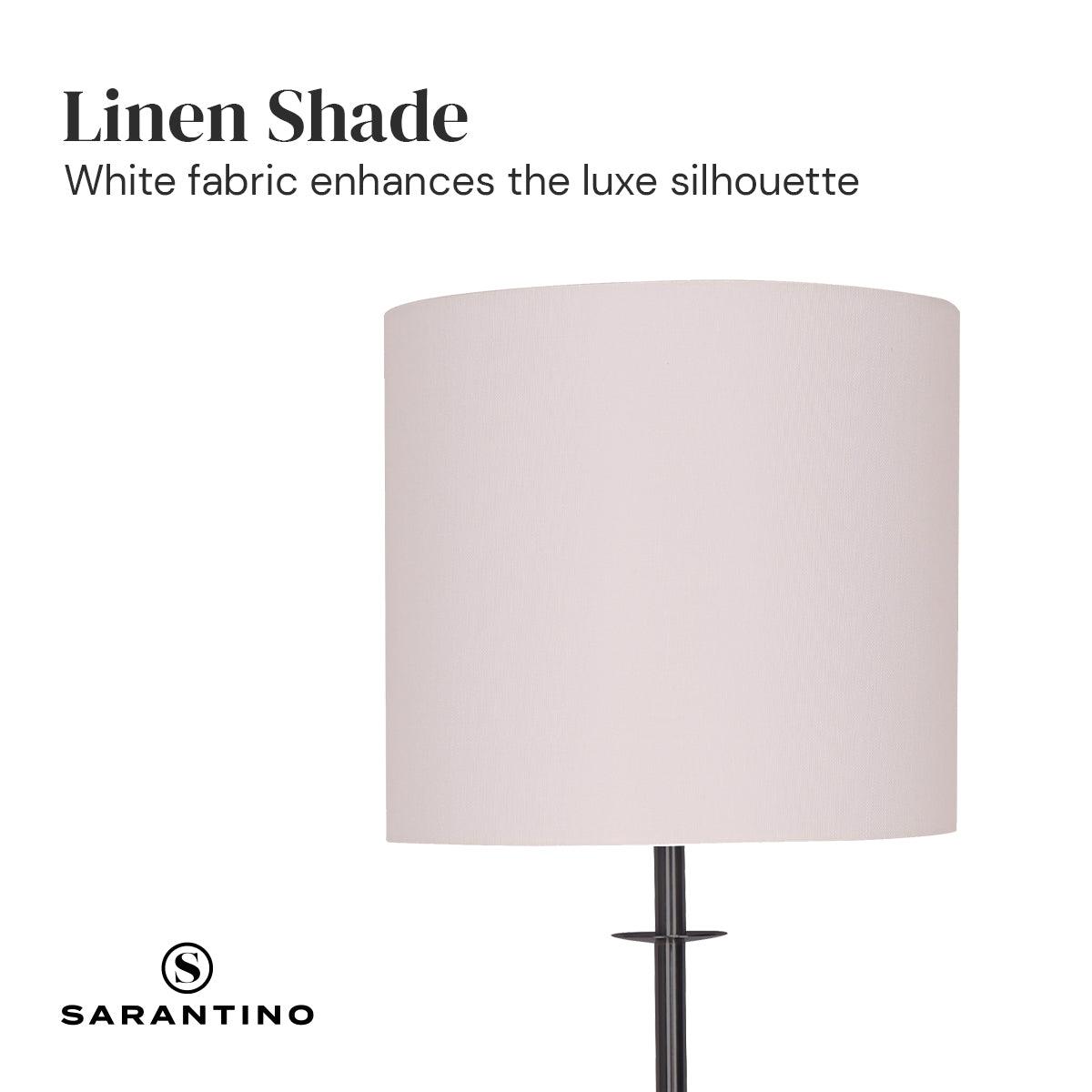 Sarantino Concrete & Metal Table Lamp with Off-White Linen Shade - Harrogates