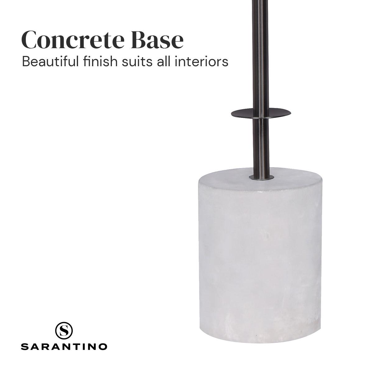 Sarantino Concrete & Metal Table Lamp with Off-White Linen Shade - Harrogates