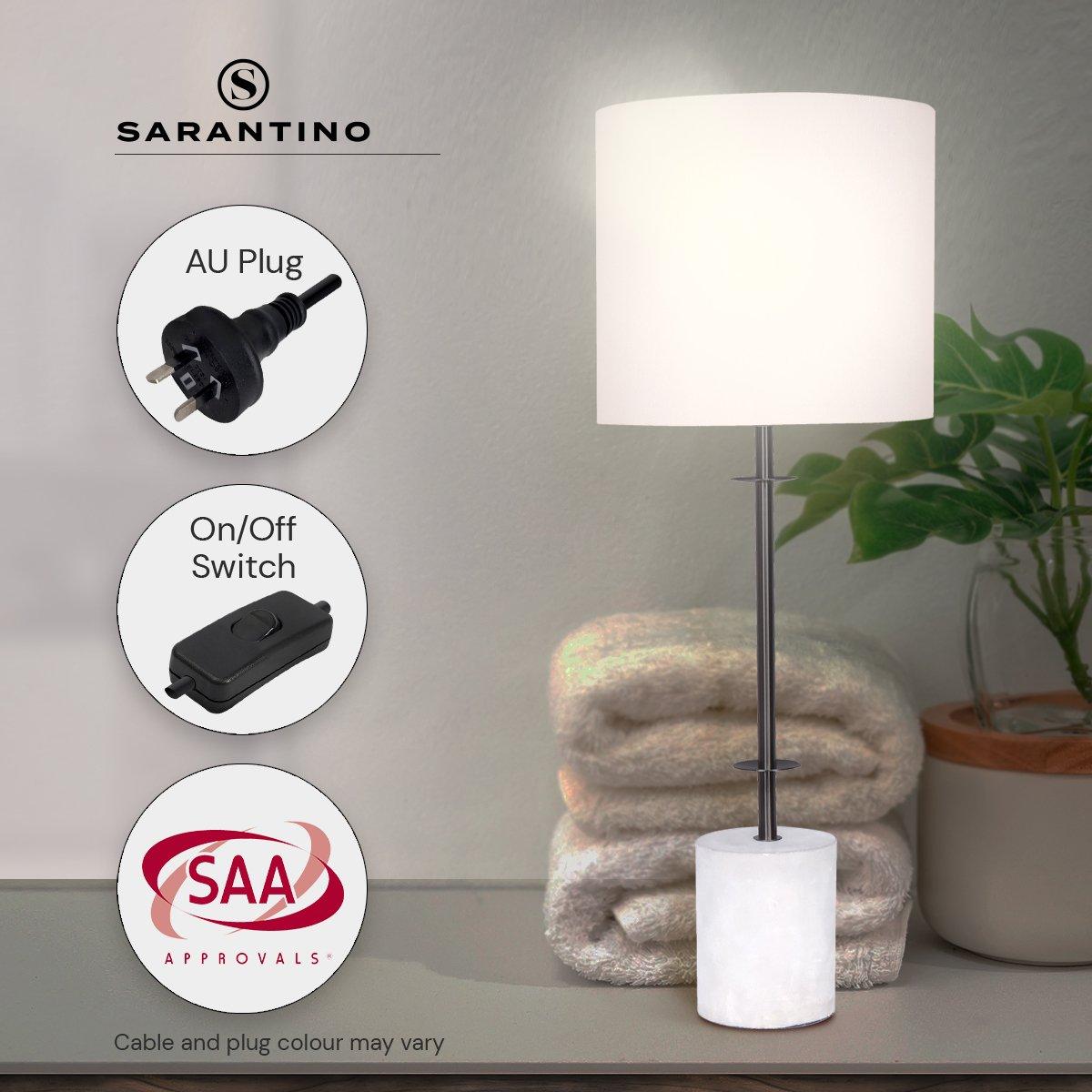 Sarantino Concrete & Metal Table Lamp with Off-White Linen Shade - Harrogates