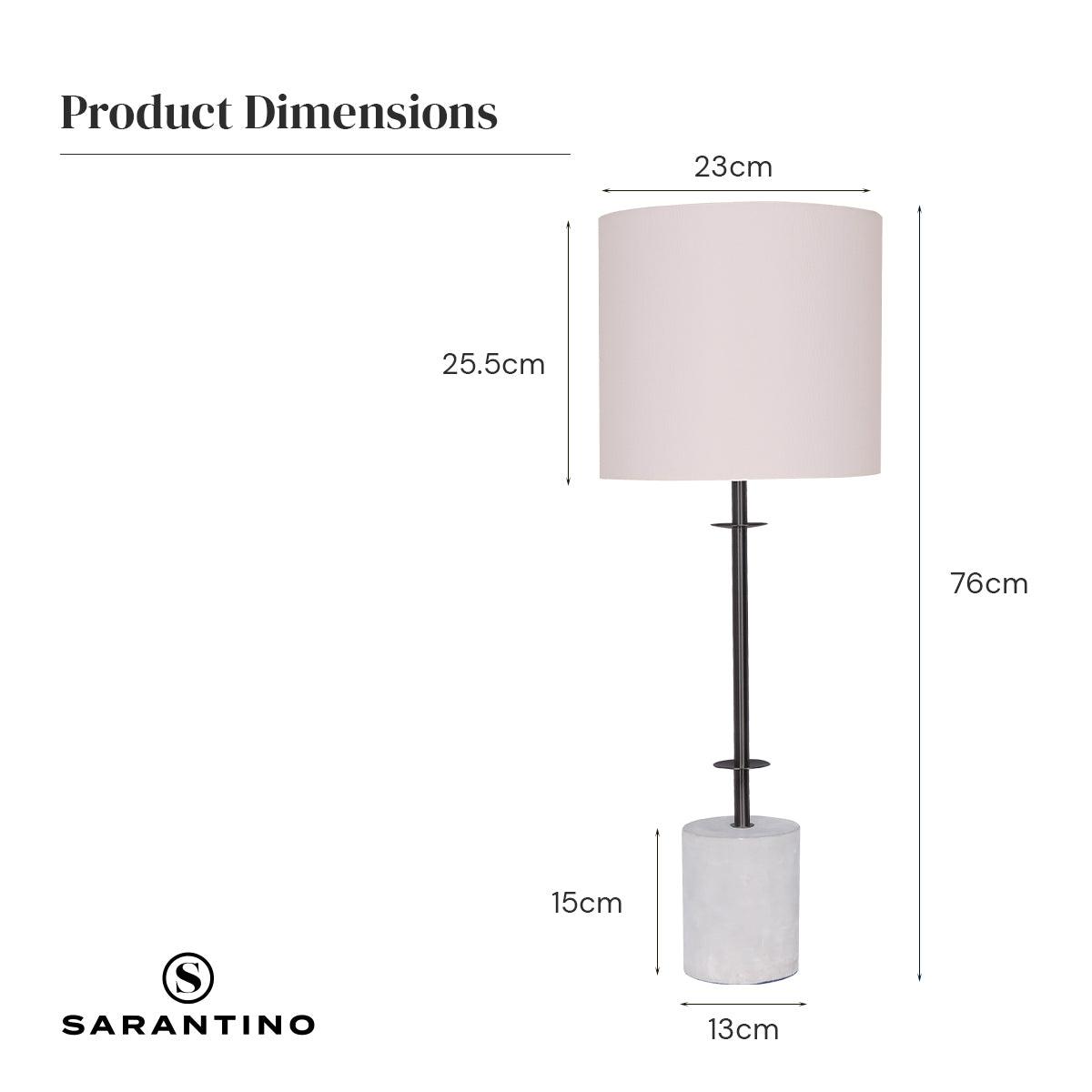 Sarantino Concrete & Metal Table Lamp with Off-White Linen Shade - Harrogates