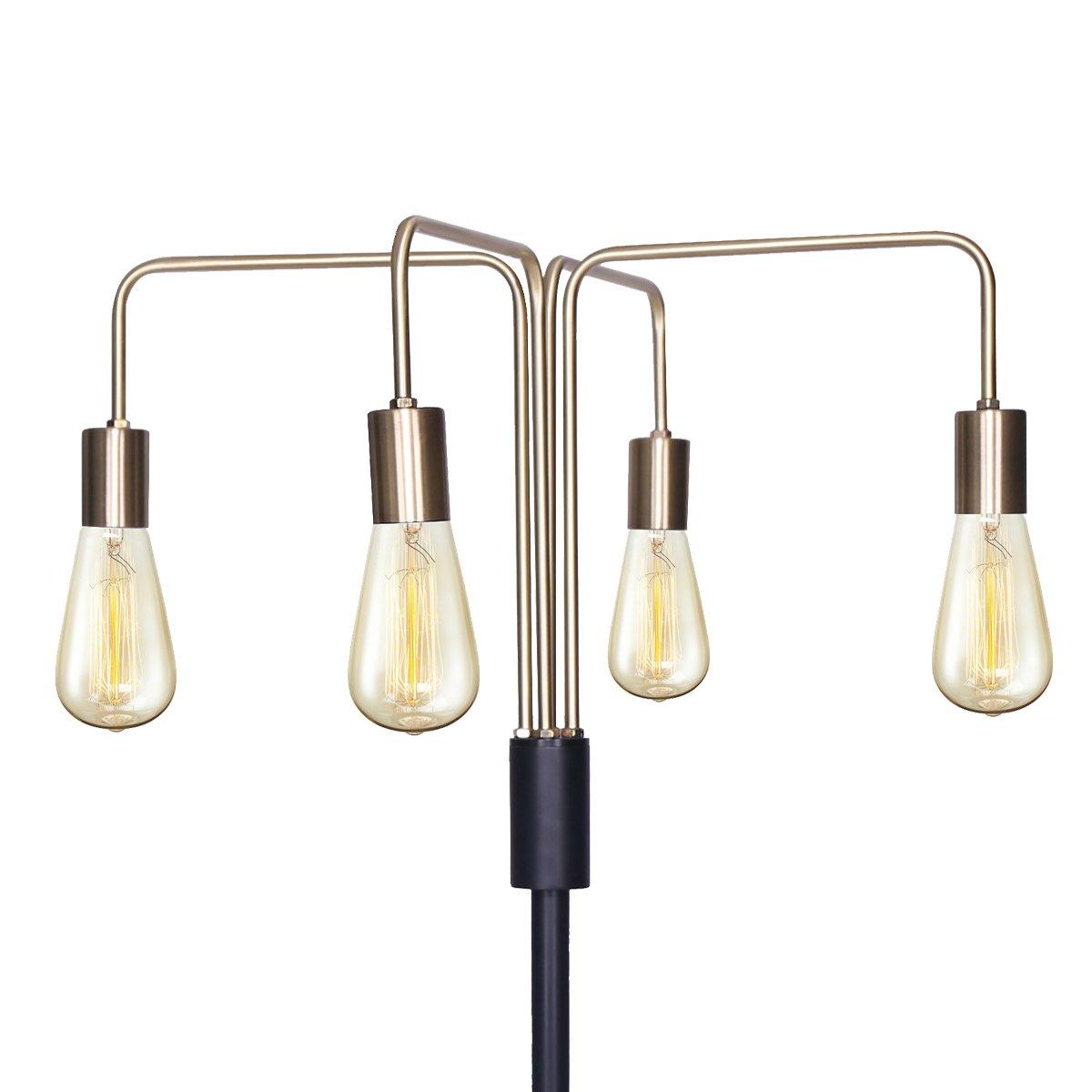 Sarantino Modern Exposed Bulb 4-Arm Industrial Light Floor Lamp - Harrogates