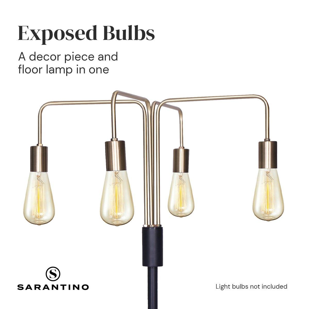 Sarantino Modern Exposed Bulb 4-Arm Industrial Light Floor Lamp - Harrogates