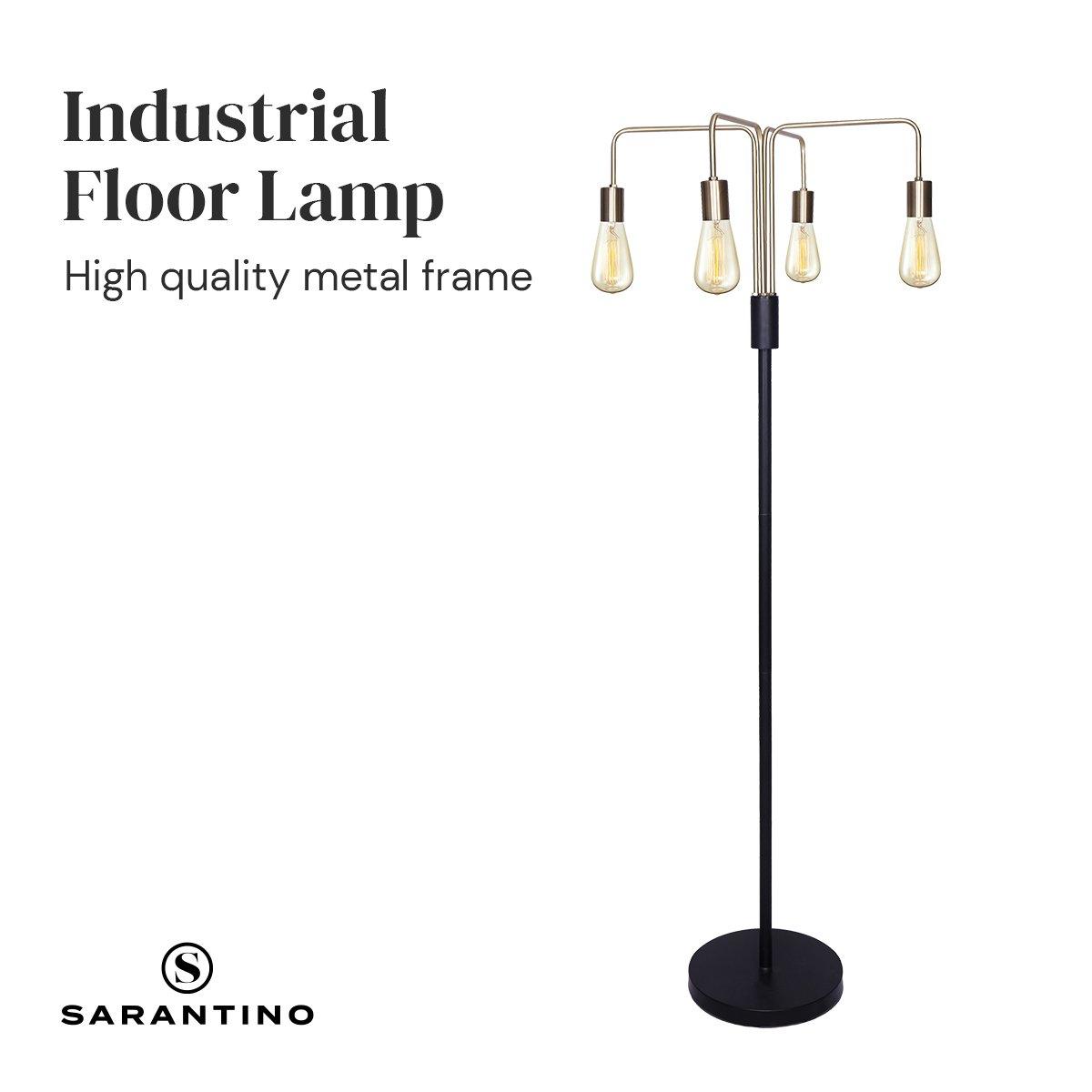 Sarantino Modern Exposed Bulb 4-Arm Industrial Light Floor Lamp - Harrogates