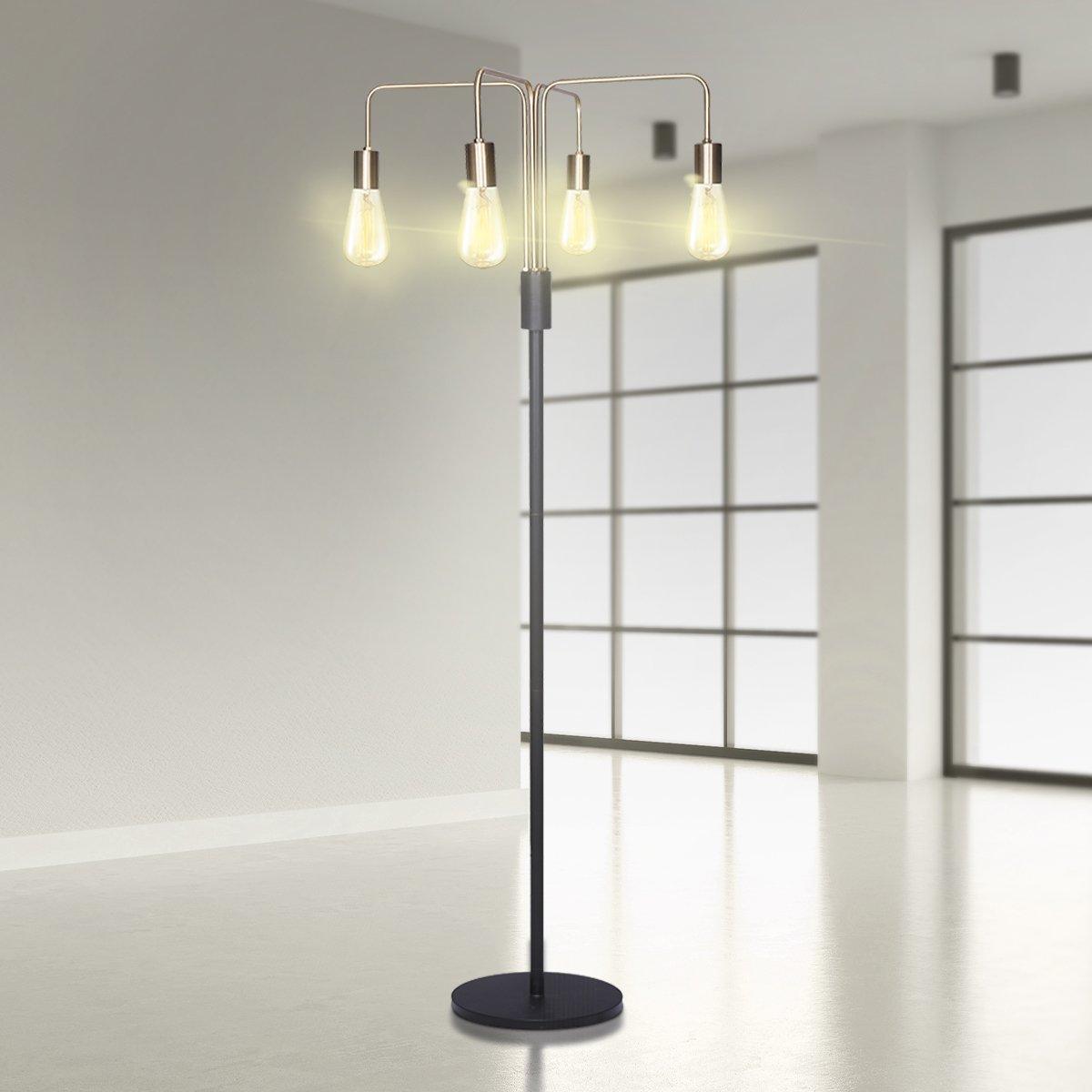 Sarantino Modern Exposed Bulb 4-Arm Industrial Light Floor Lamp - Harrogates