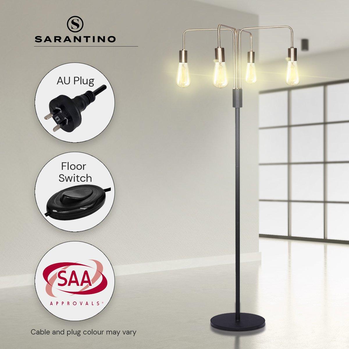 Sarantino Modern Exposed Bulb 4-Arm Industrial Light Floor Lamp - Harrogates