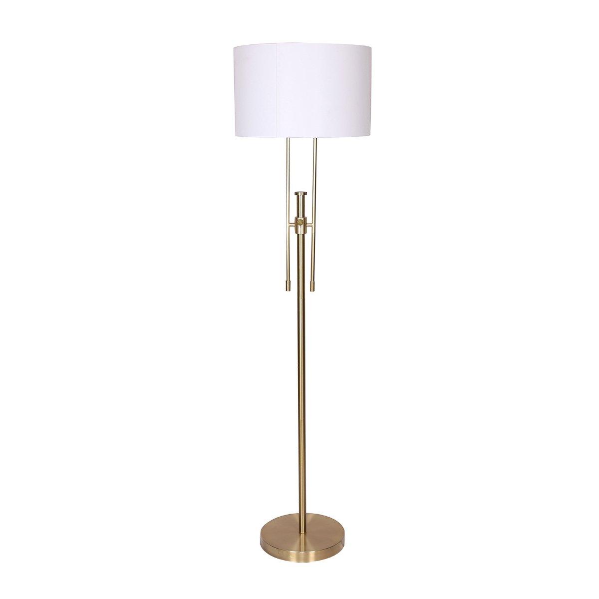 Sarantino Brushed Gold Height-Adjustable Metal Floor Lamp - Harrogates