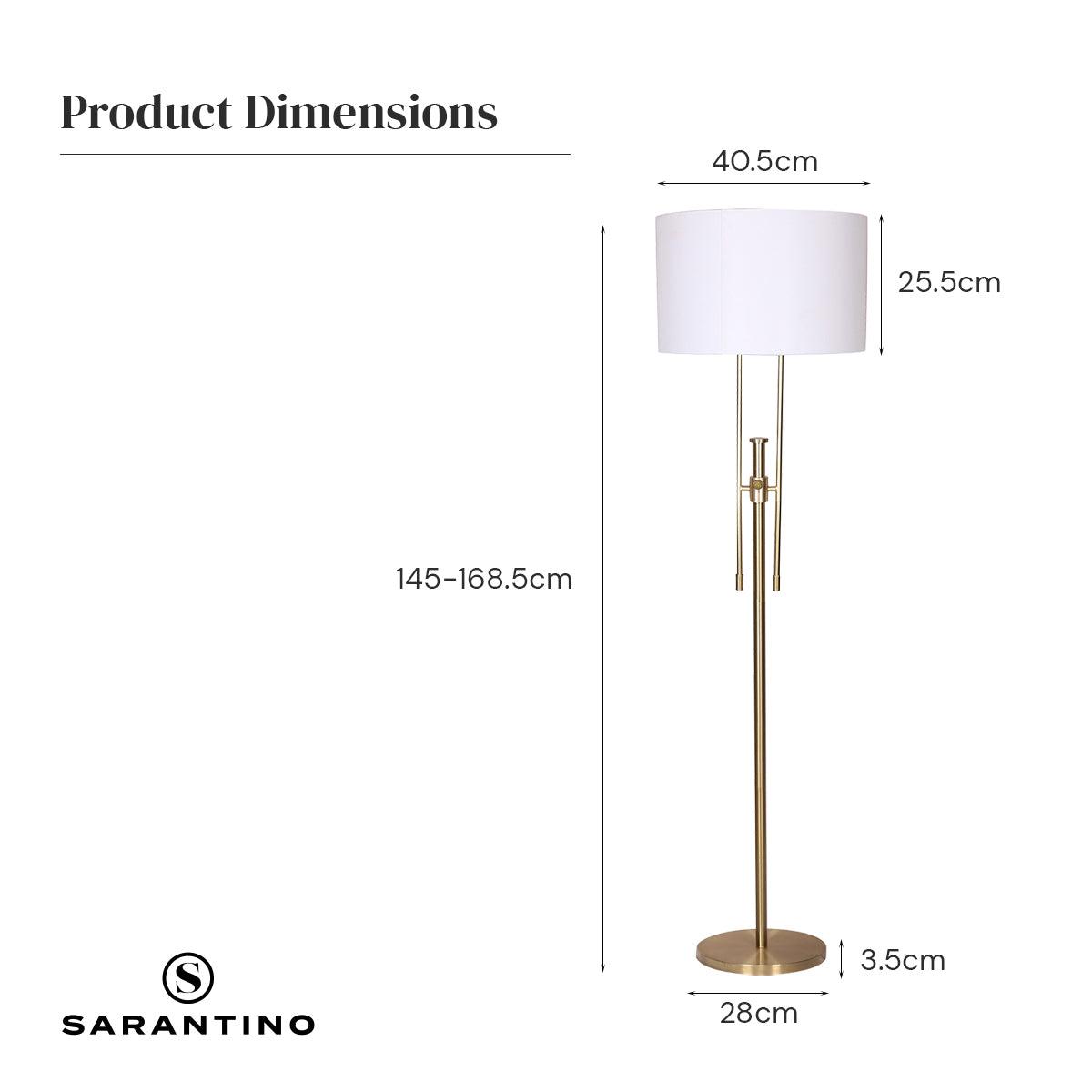 Sarantino Brushed Gold Height-Adjustable Metal Floor Lamp - Harrogates