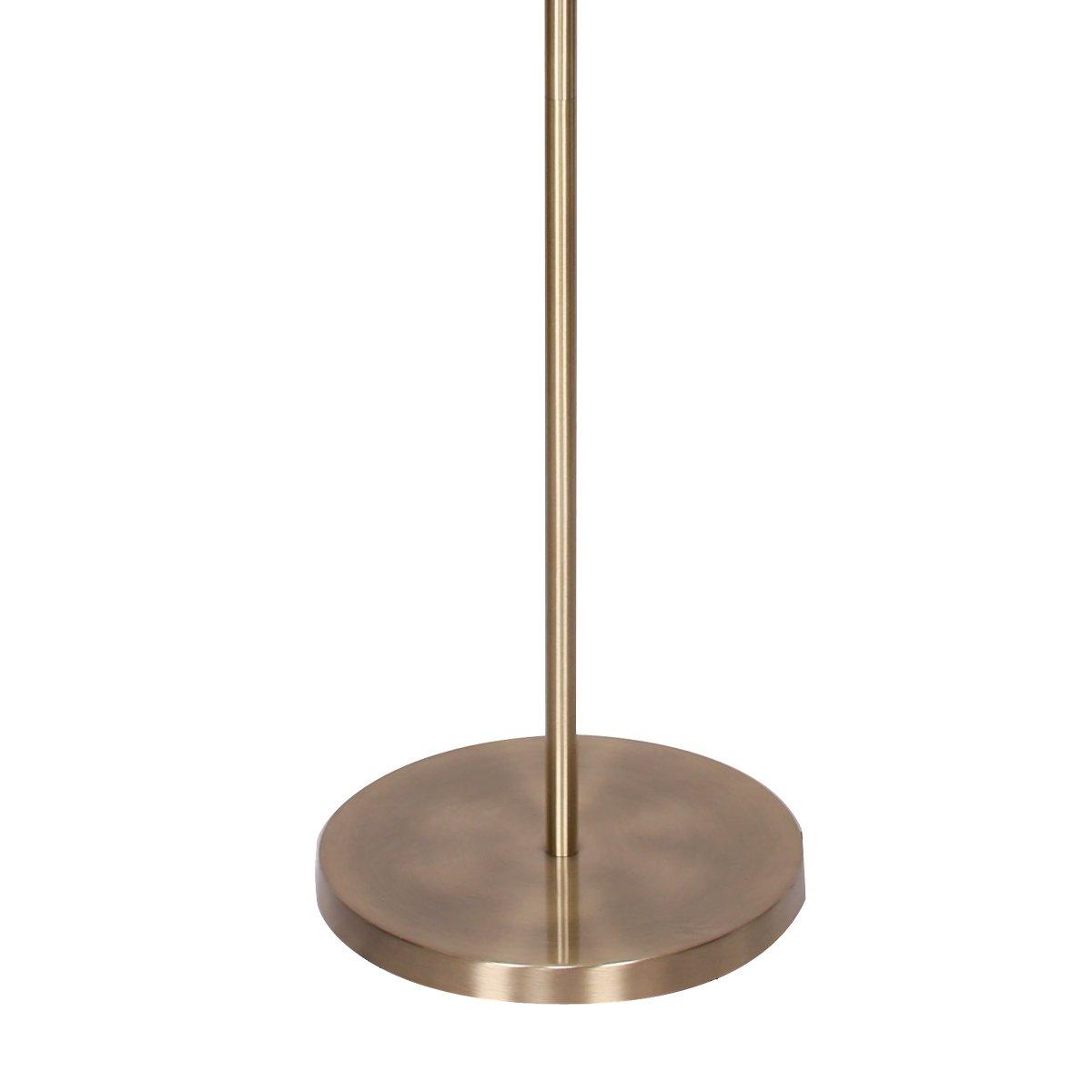 Sarantino Metal Floor Lamp in Antique Brass Finish with Cream Linen Fabric Shade - Harrogates