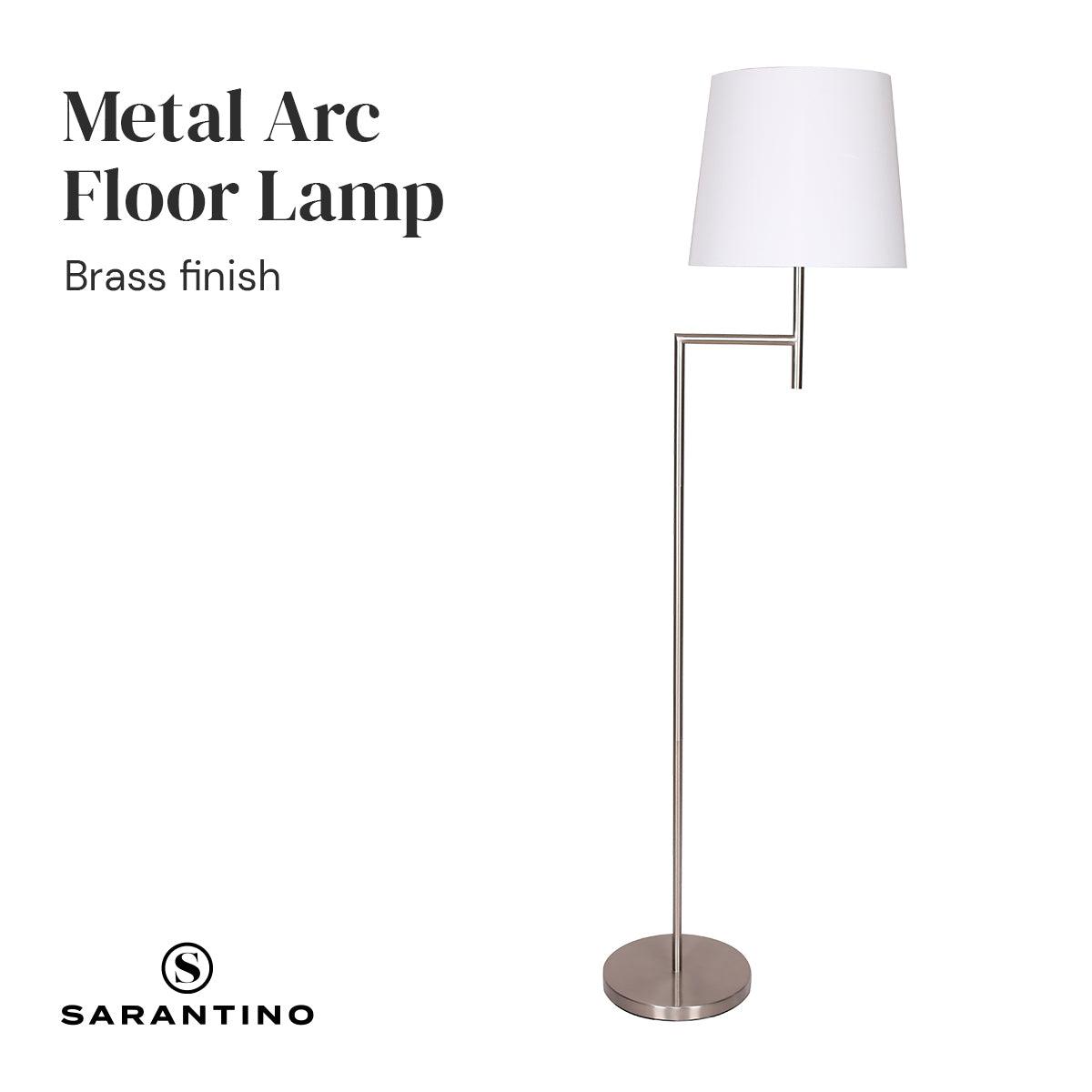 Sarantino Nickel Metal Arc Floor Lamp - Harrogates