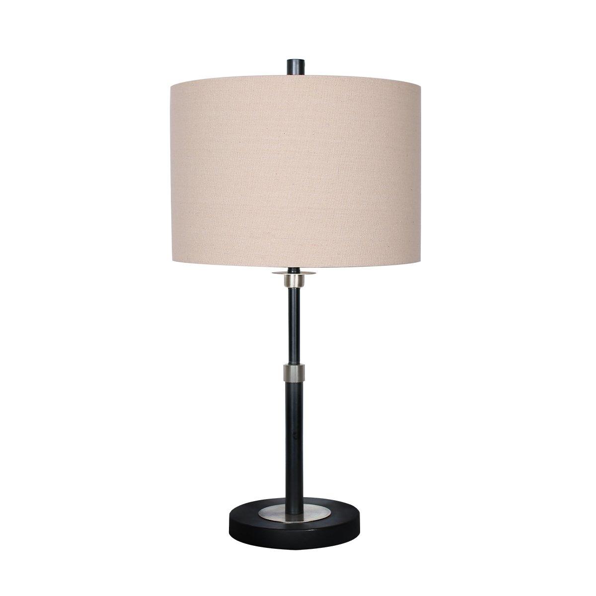 Sarantino Metal Table Lamp with Linen Drum Shade - Harrogates