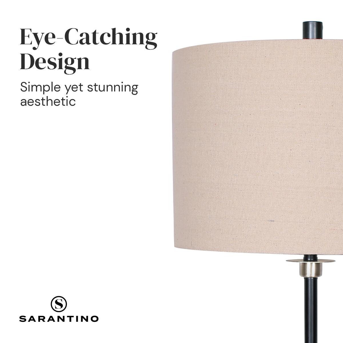 Sarantino Metal Table Lamp with Linen Drum Shade - Harrogates