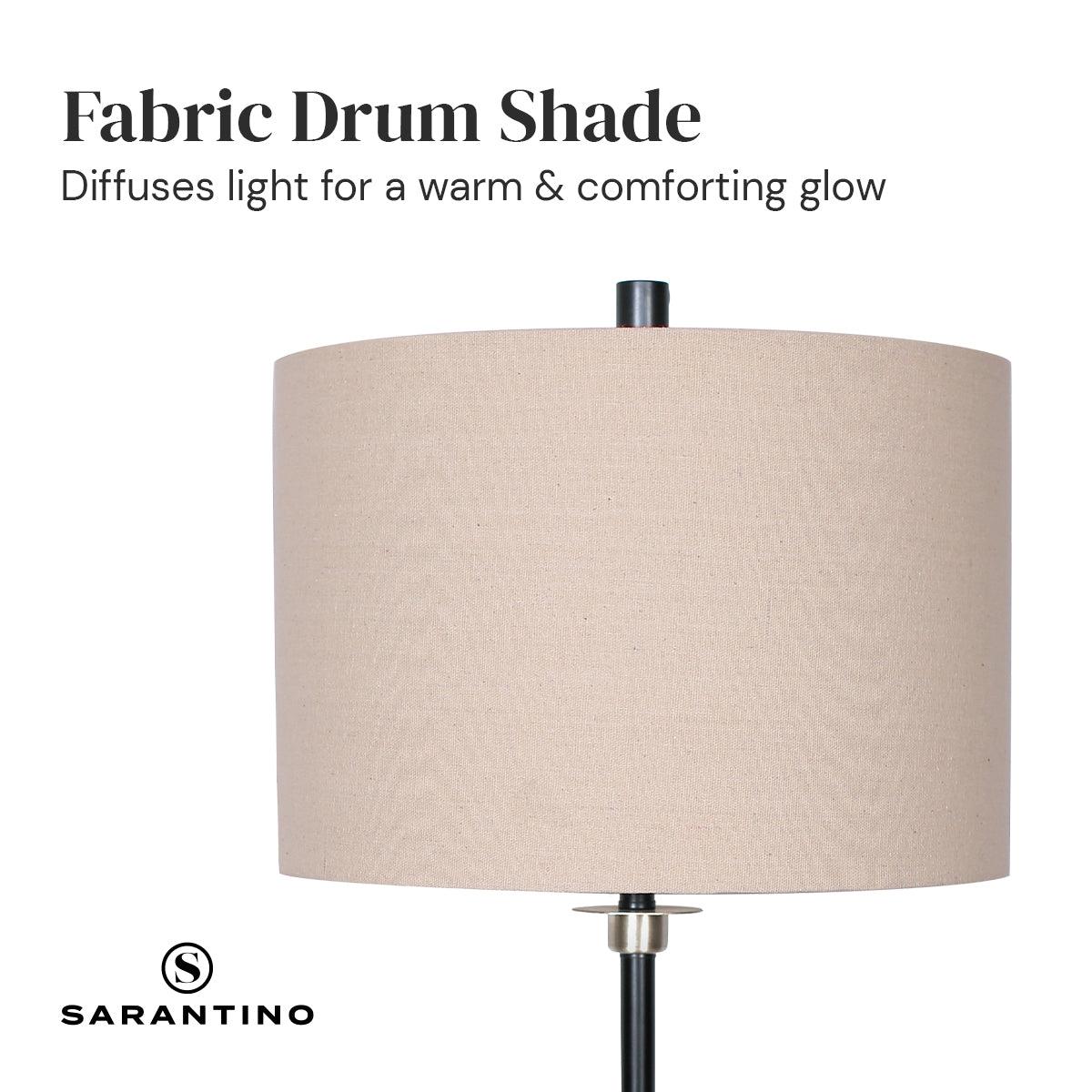Sarantino Metal Table Lamp with Linen Drum Shade - Harrogates
