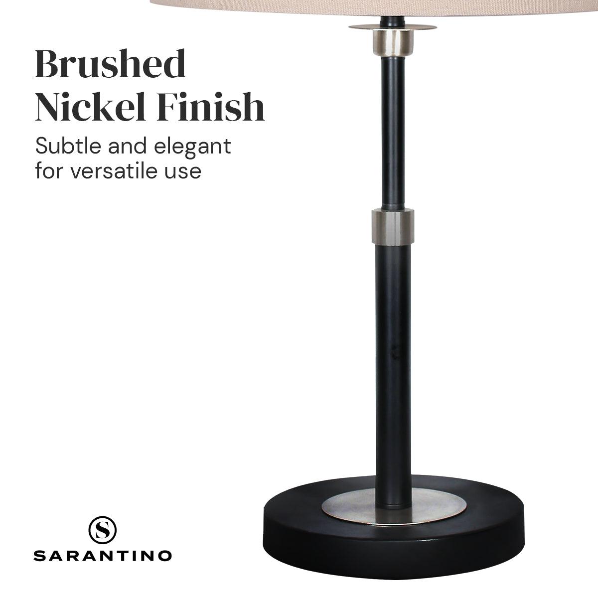 Sarantino Metal Table Lamp with Linen Drum Shade - Harrogates