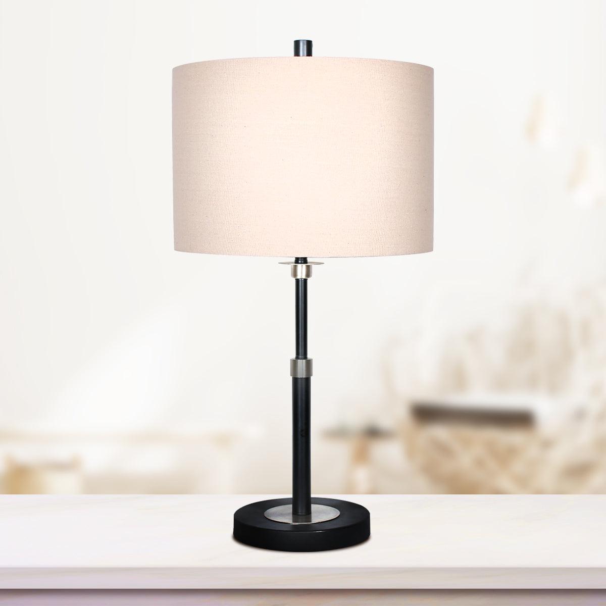 Sarantino Metal Table Lamp with Linen Drum Shade - Harrogates