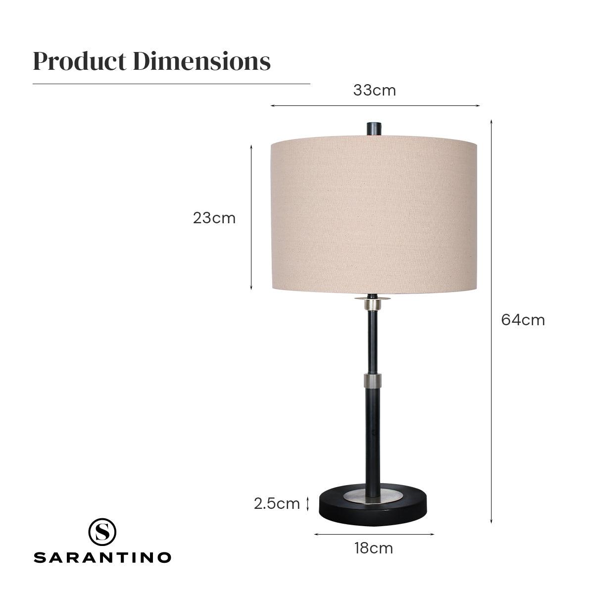 Sarantino Metal Table Lamp with Linen Drum Shade - Harrogates