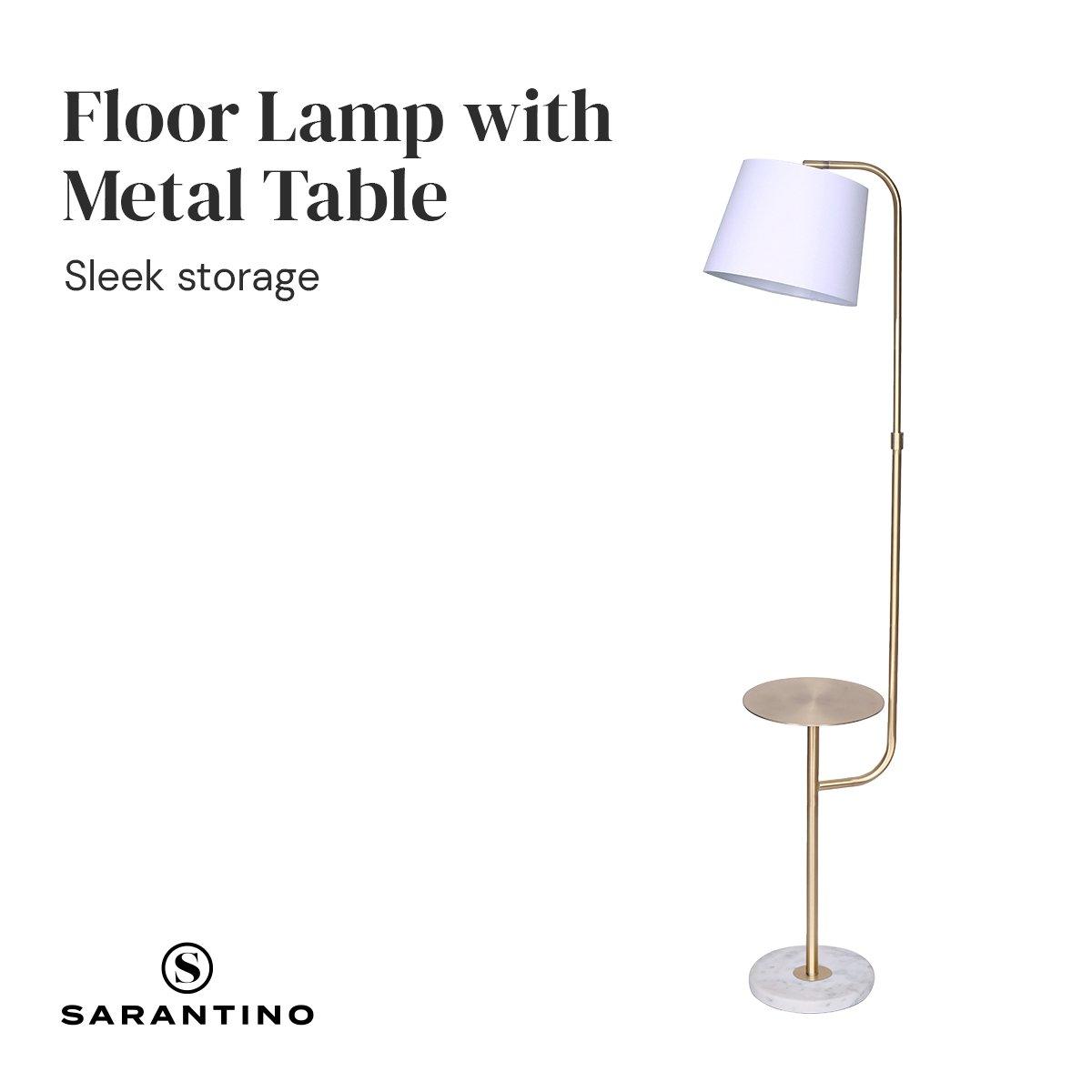 Sarantino Marble & Metal End Table Top Floor Lamp - Harrogates