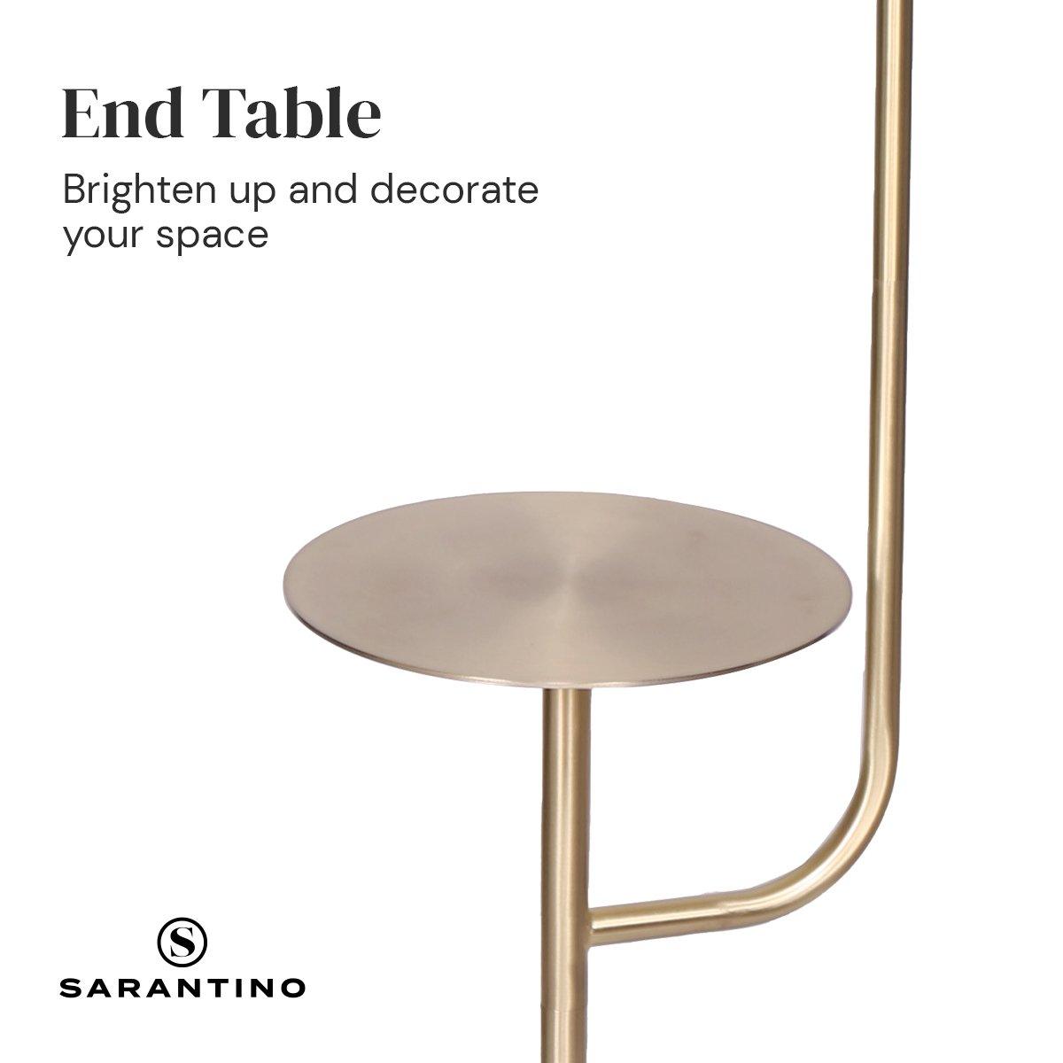 Sarantino Marble & Metal End Table Top Floor Lamp - Harrogates