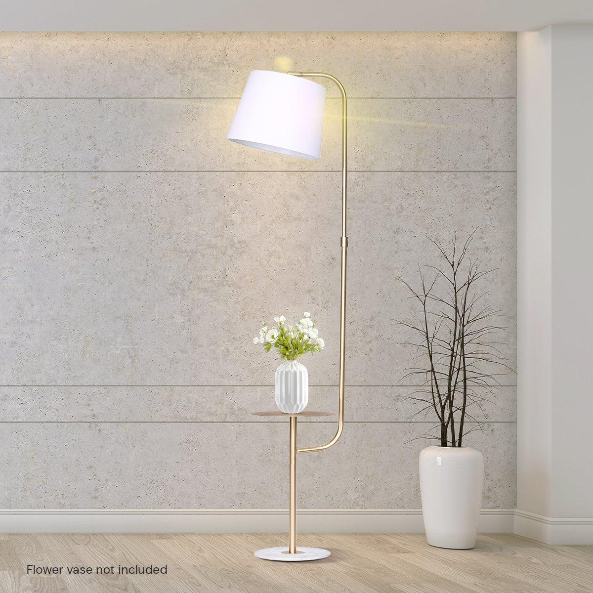 Sarantino Marble & Metal End Table Top Floor Lamp - Harrogates